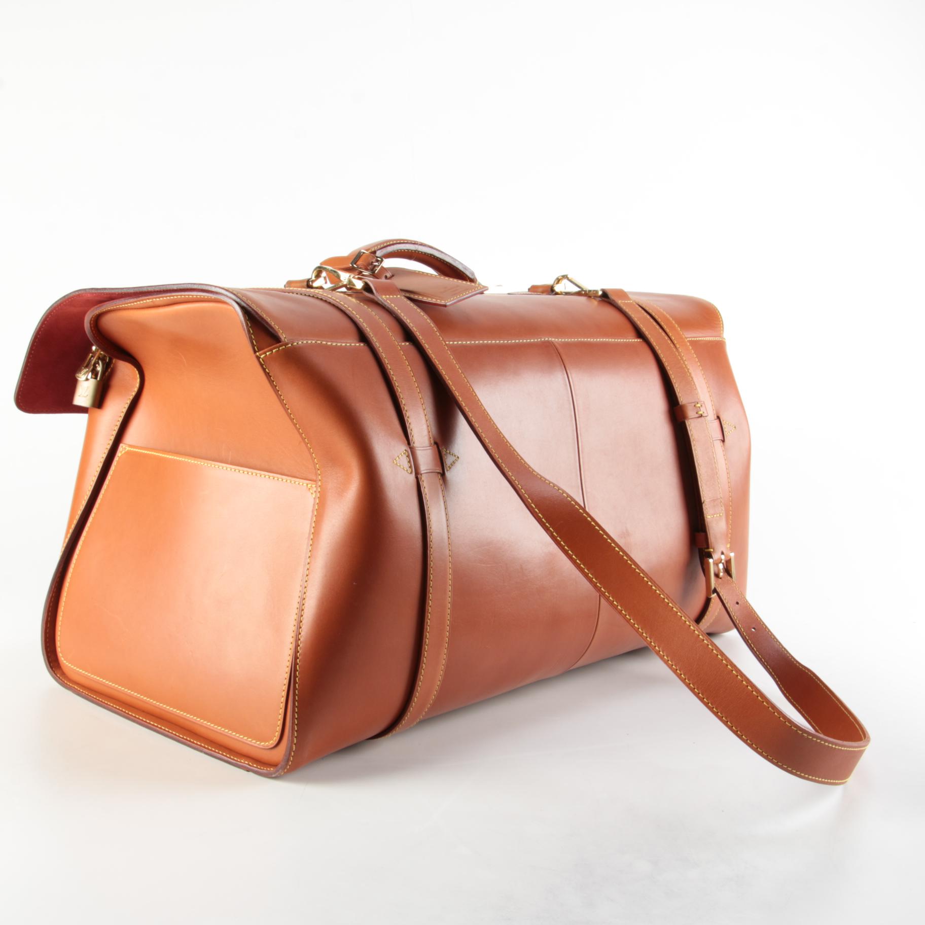 Louis Vuitton Nubie Weekender Bag in Contrast Stitched Brown Nomade Leather