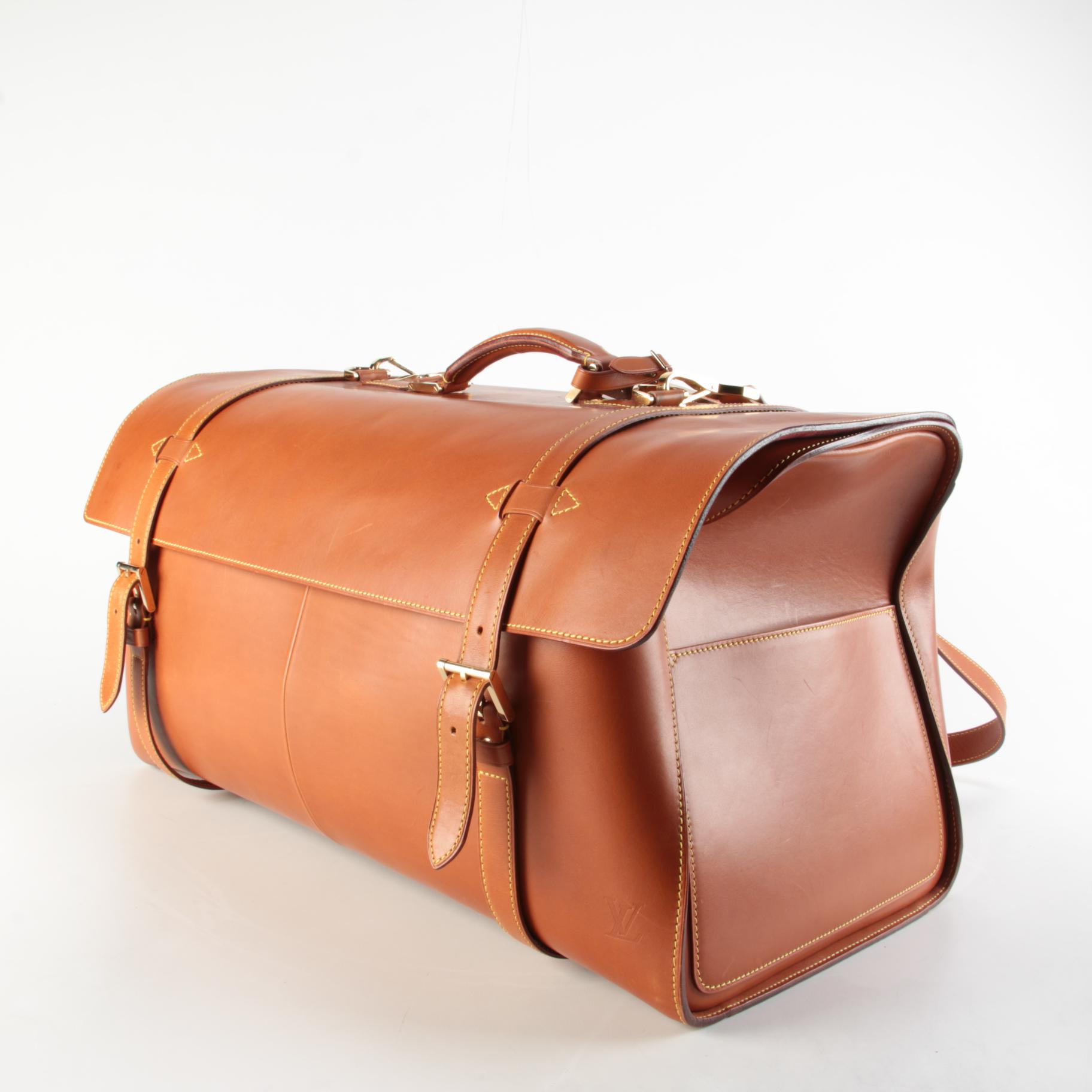 Louis Vuitton Nubie Weekender Bag in Contrast Stitched Brown Nomade Leather