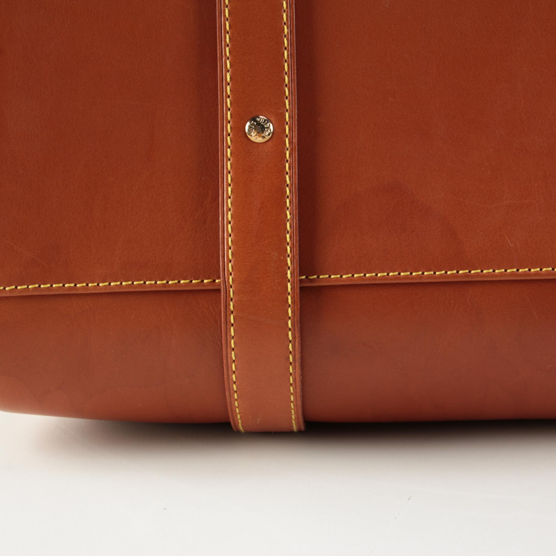 Louis Vuitton Nubie Weekender Bag in Contrast Stitched Brown Nomade Leather