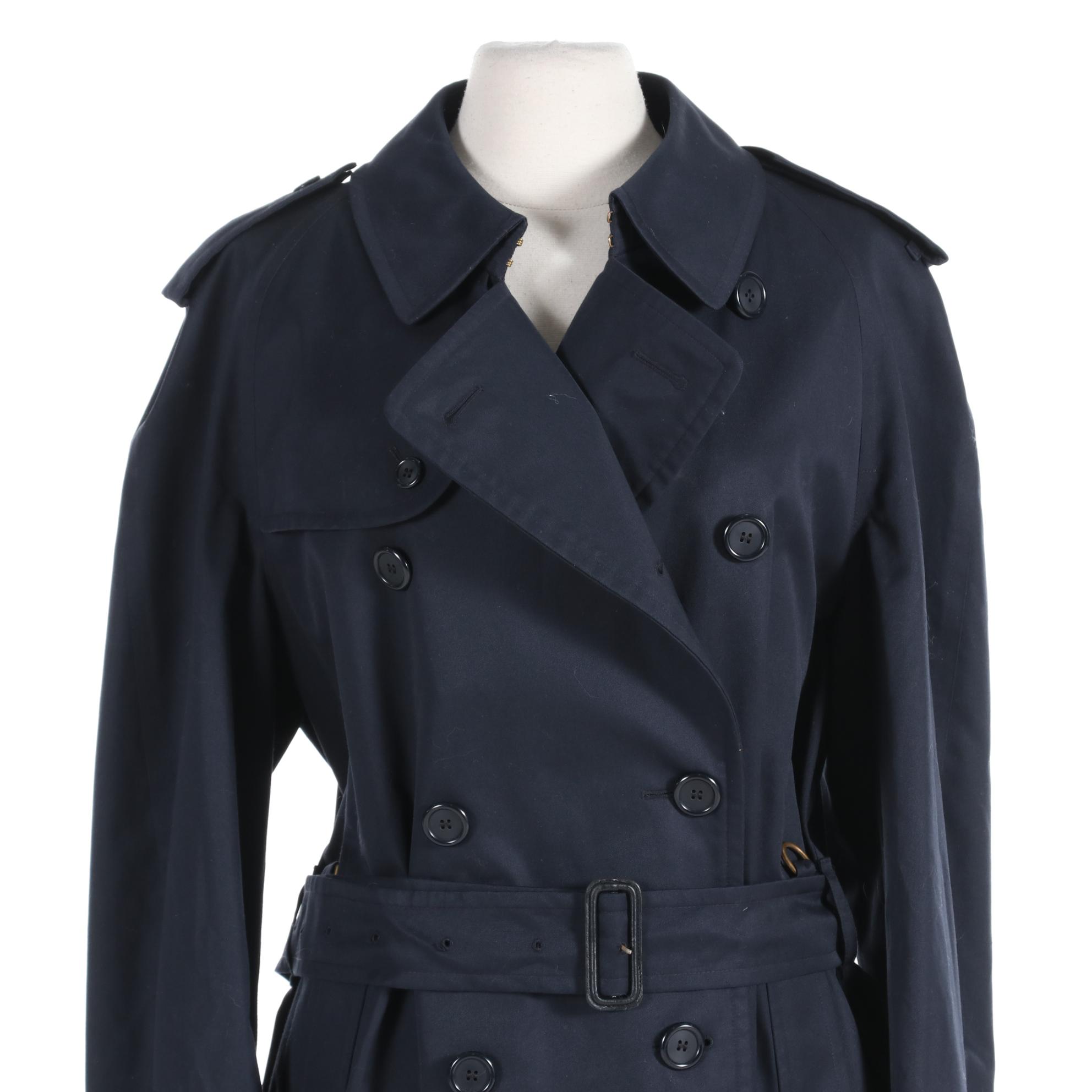 Men's Burberry Navy Blue Double-Breasted Trench Coat