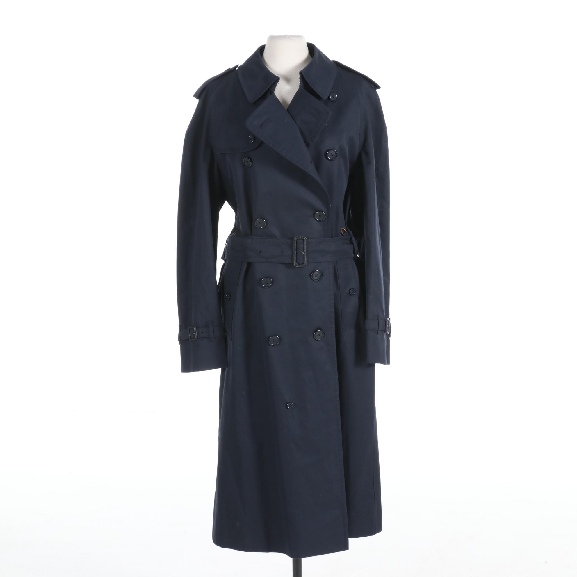 Men's Burberry Navy Blue Double-Breasted Trench Coat