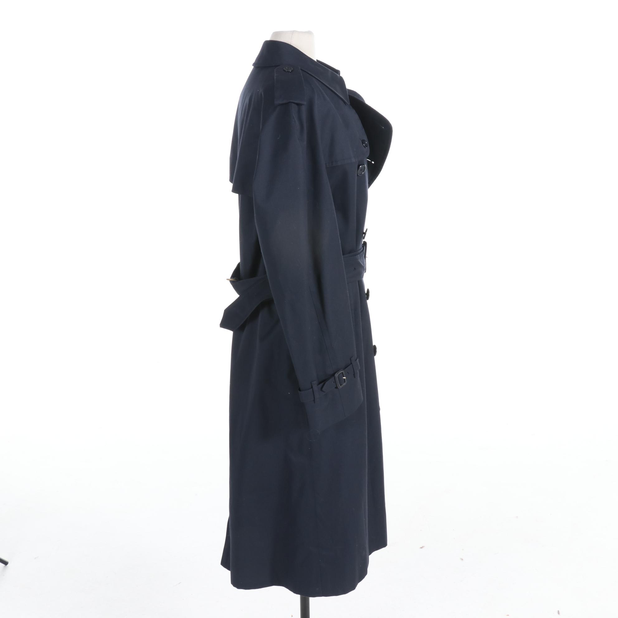 Men's Burberry Navy Blue Double-Breasted Trench Coat
