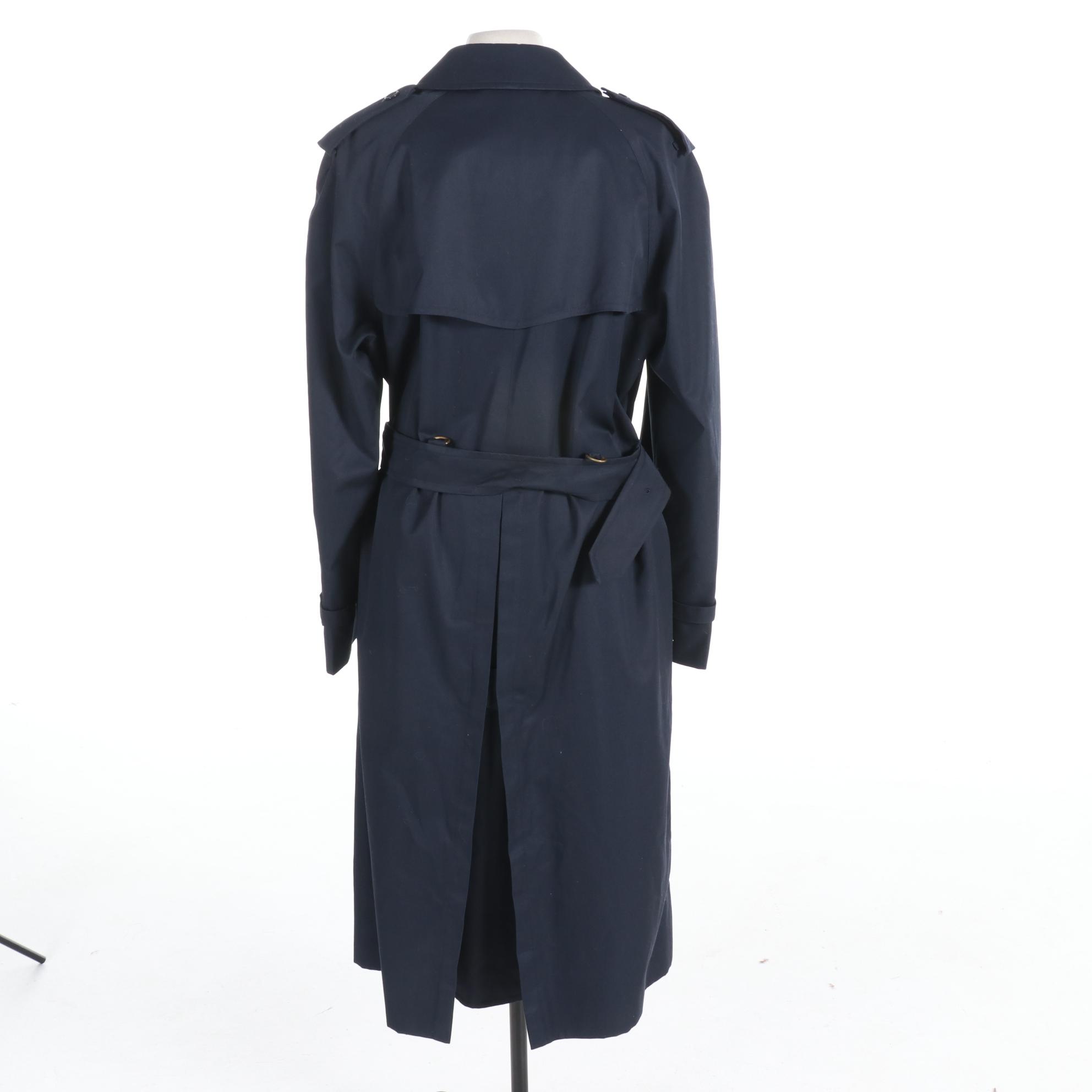 Men's Burberry Navy Blue Double-Breasted Trench Coat