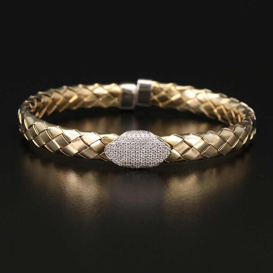 Sterling Cubic Zirconia Woven Cuff