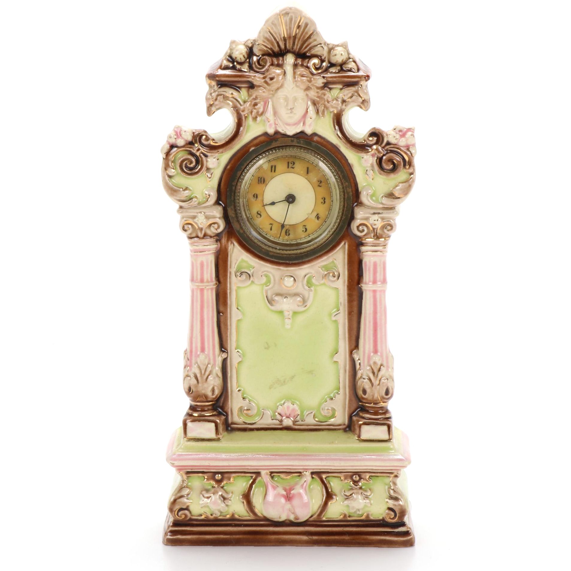 Neoclassical Style Porcelain Mantle Clock, Mid to Late 19th Century