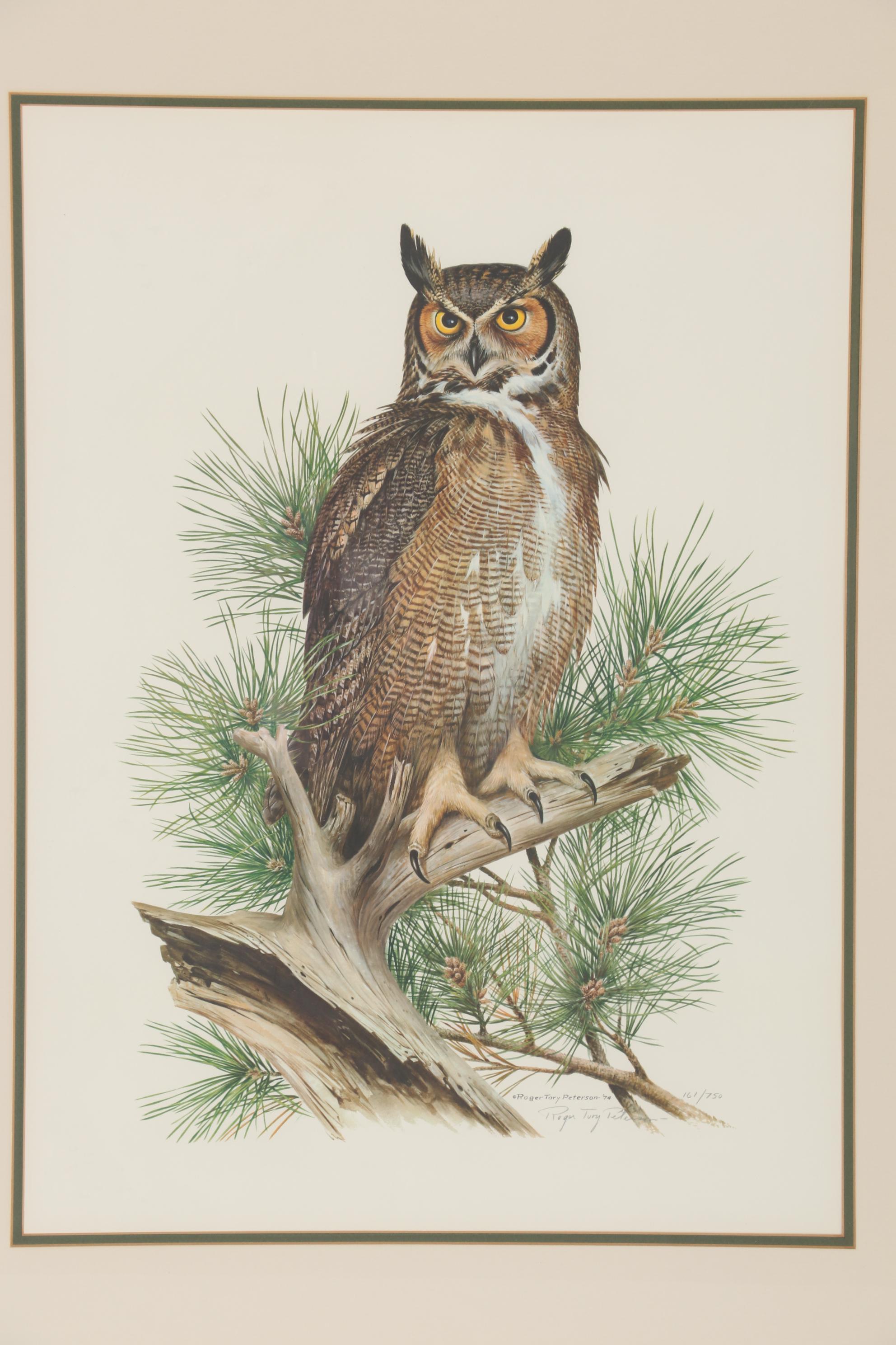 Roger Tory Peterson Offset Lithograph "Great Horned Owl," Late 20th Century