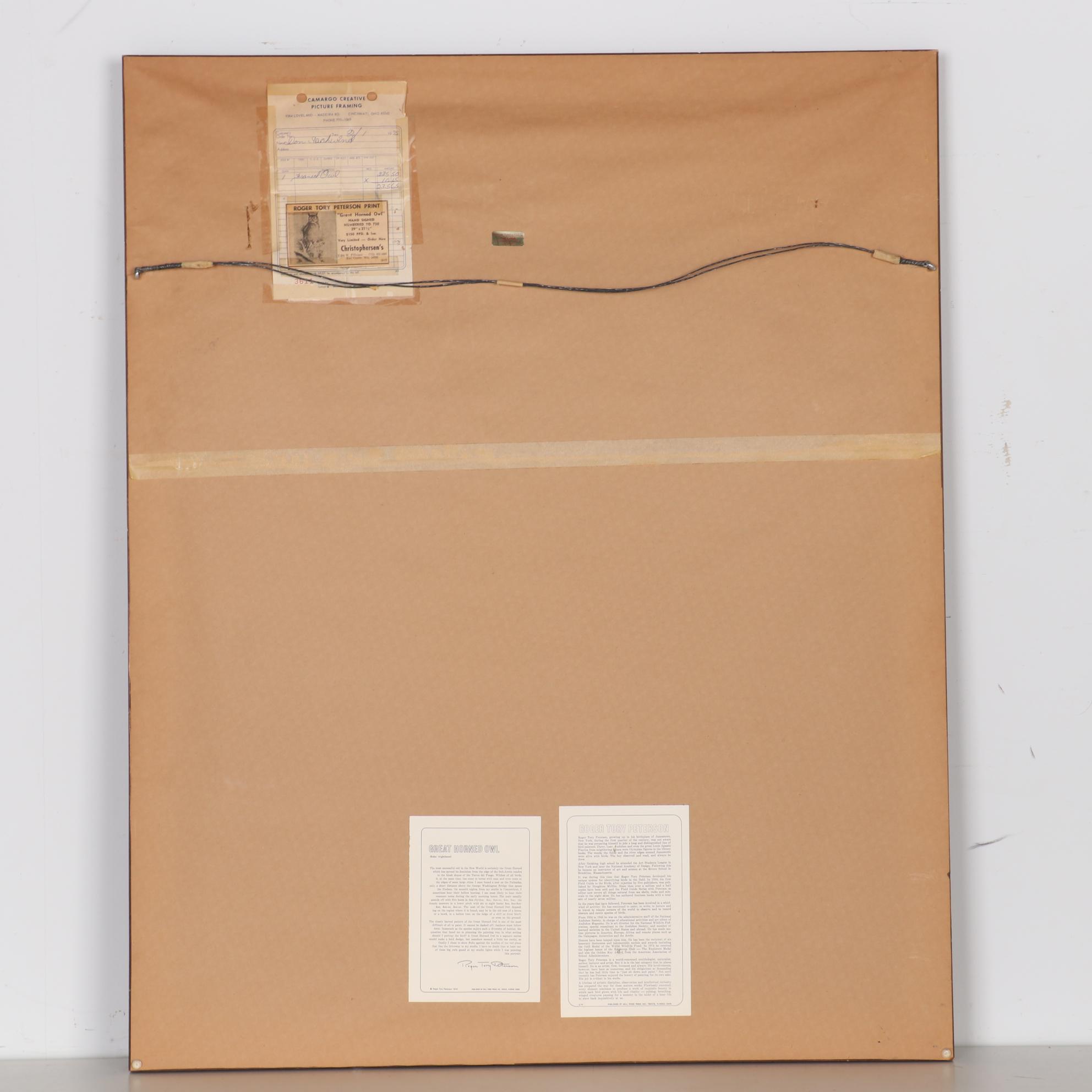 Roger Tory Peterson Offset Lithograph "Great Horned Owl," Late 20th Century