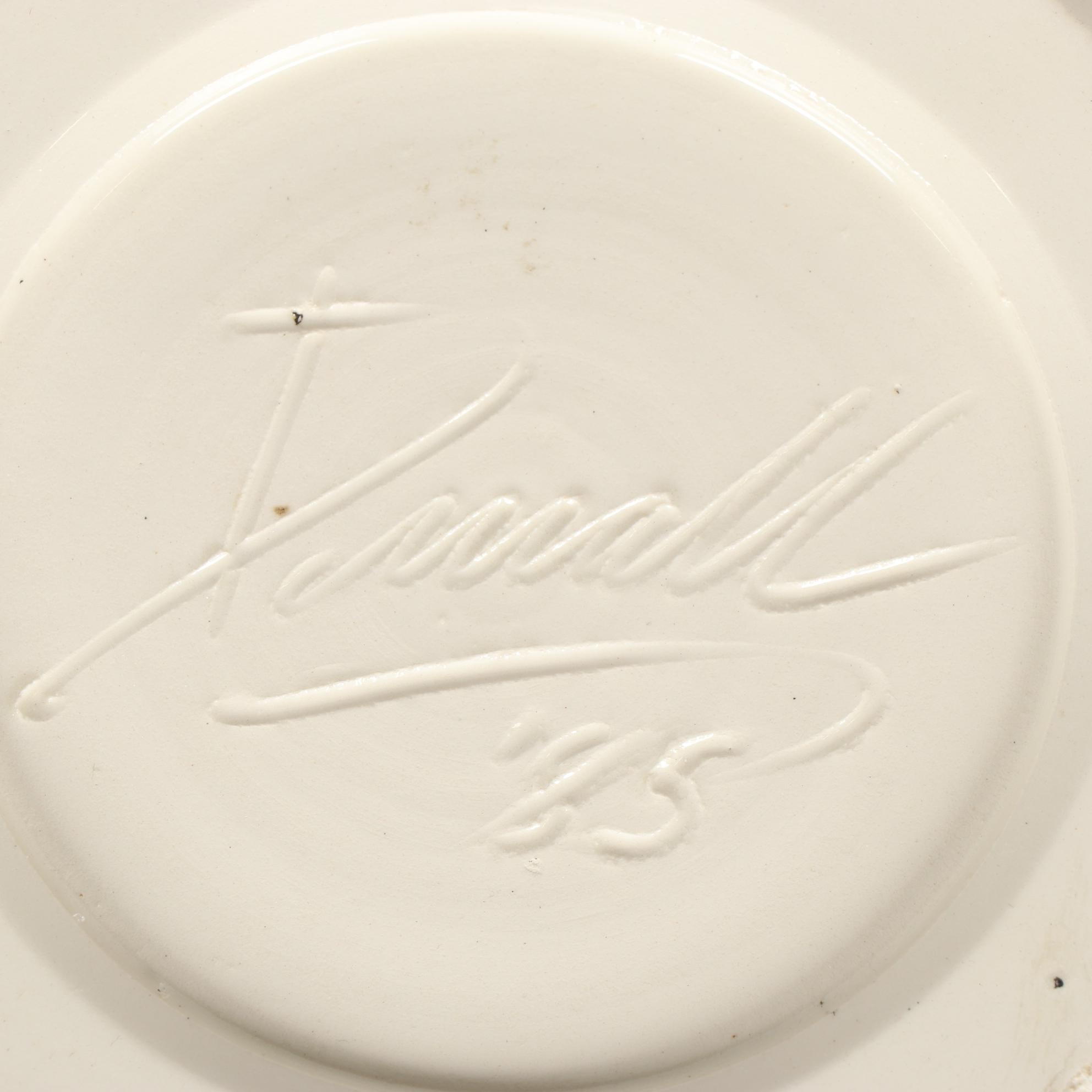 Michael Duvall Post-Modern Geometric Ceramic Centerpiece Bowl, 1985