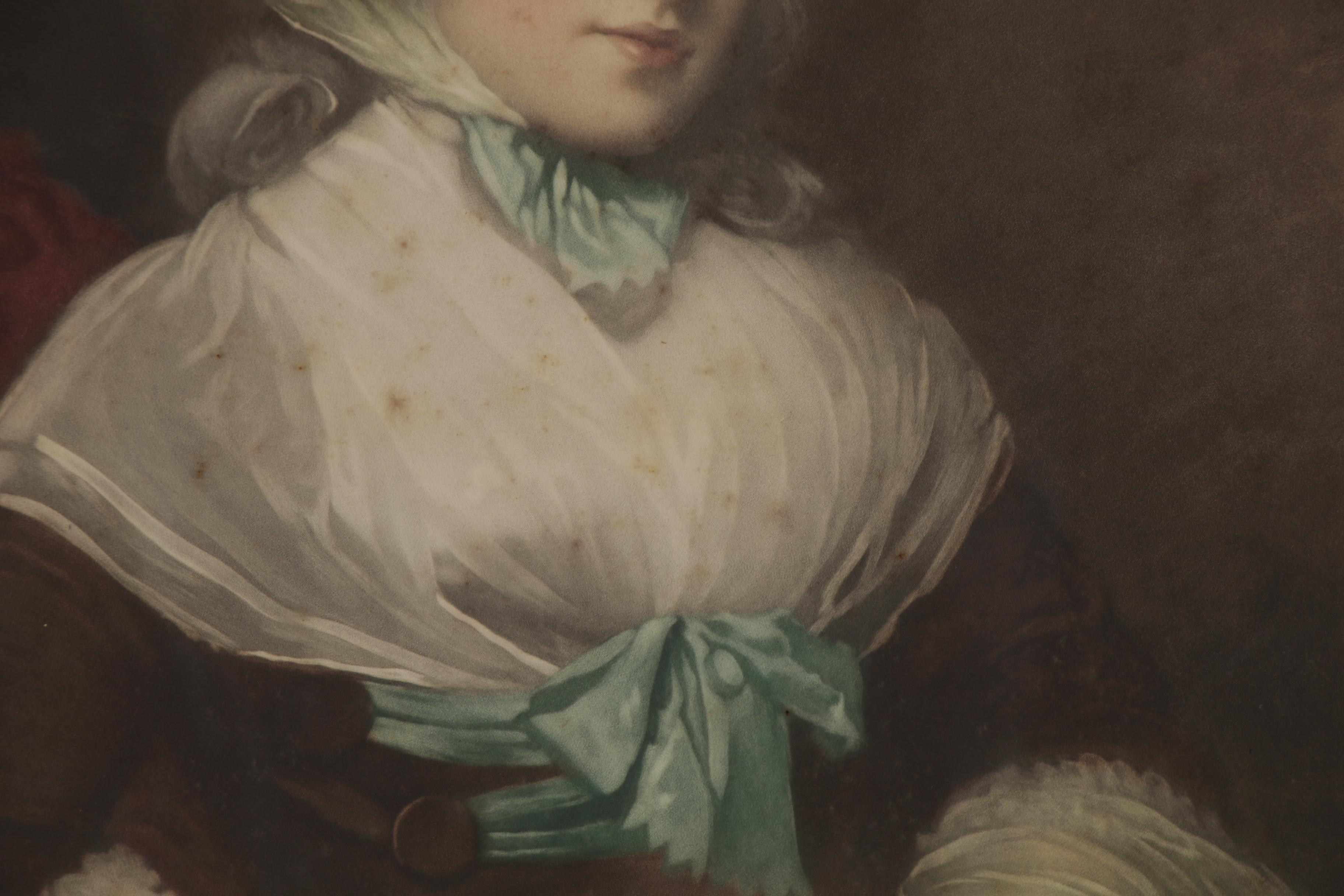 After E. Milner Mezzotint and George Romney "Mrs. Newbury," Early 20th Century