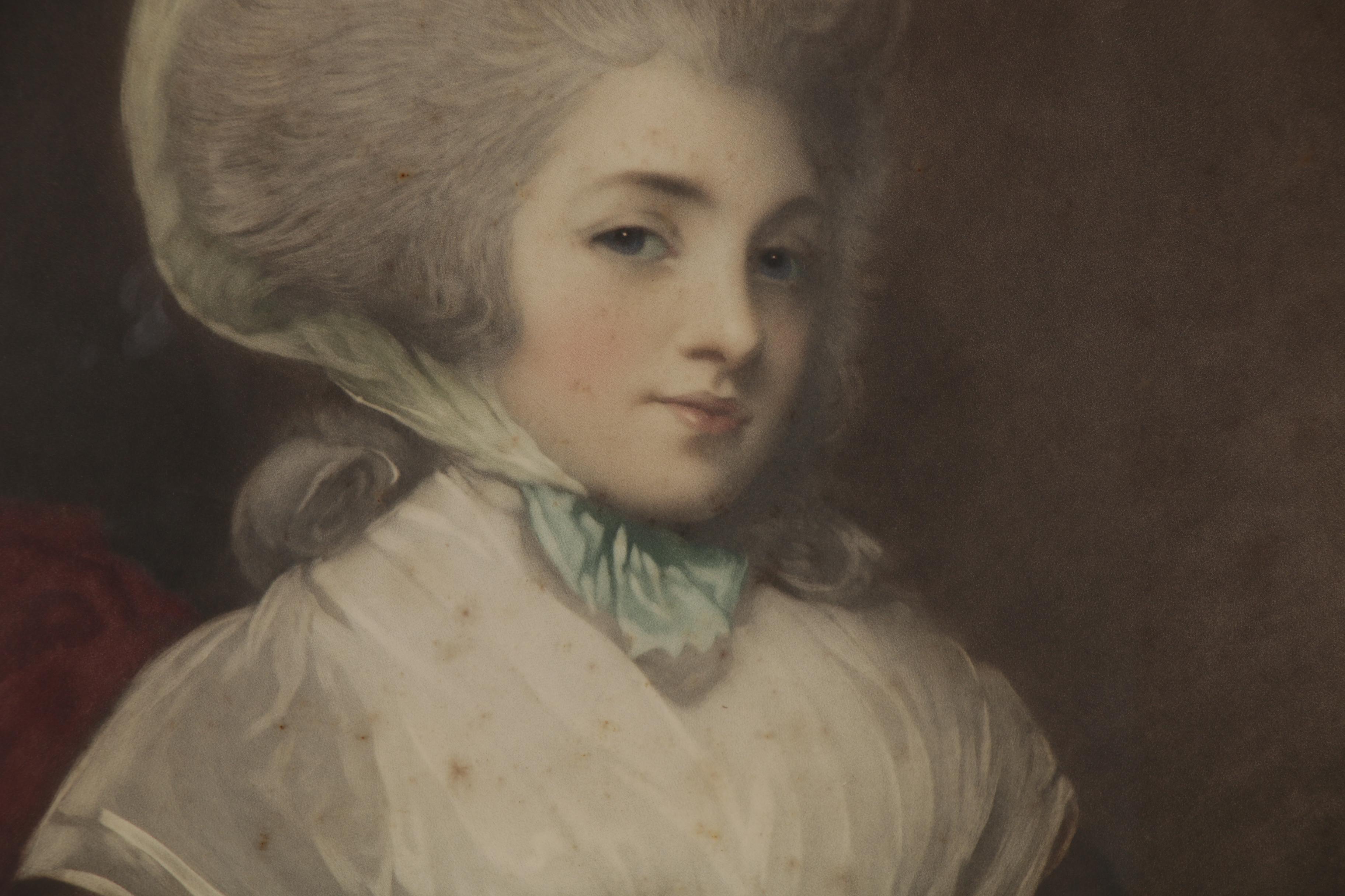 After E. Milner Mezzotint and George Romney "Mrs. Newbury," Early 20th Century