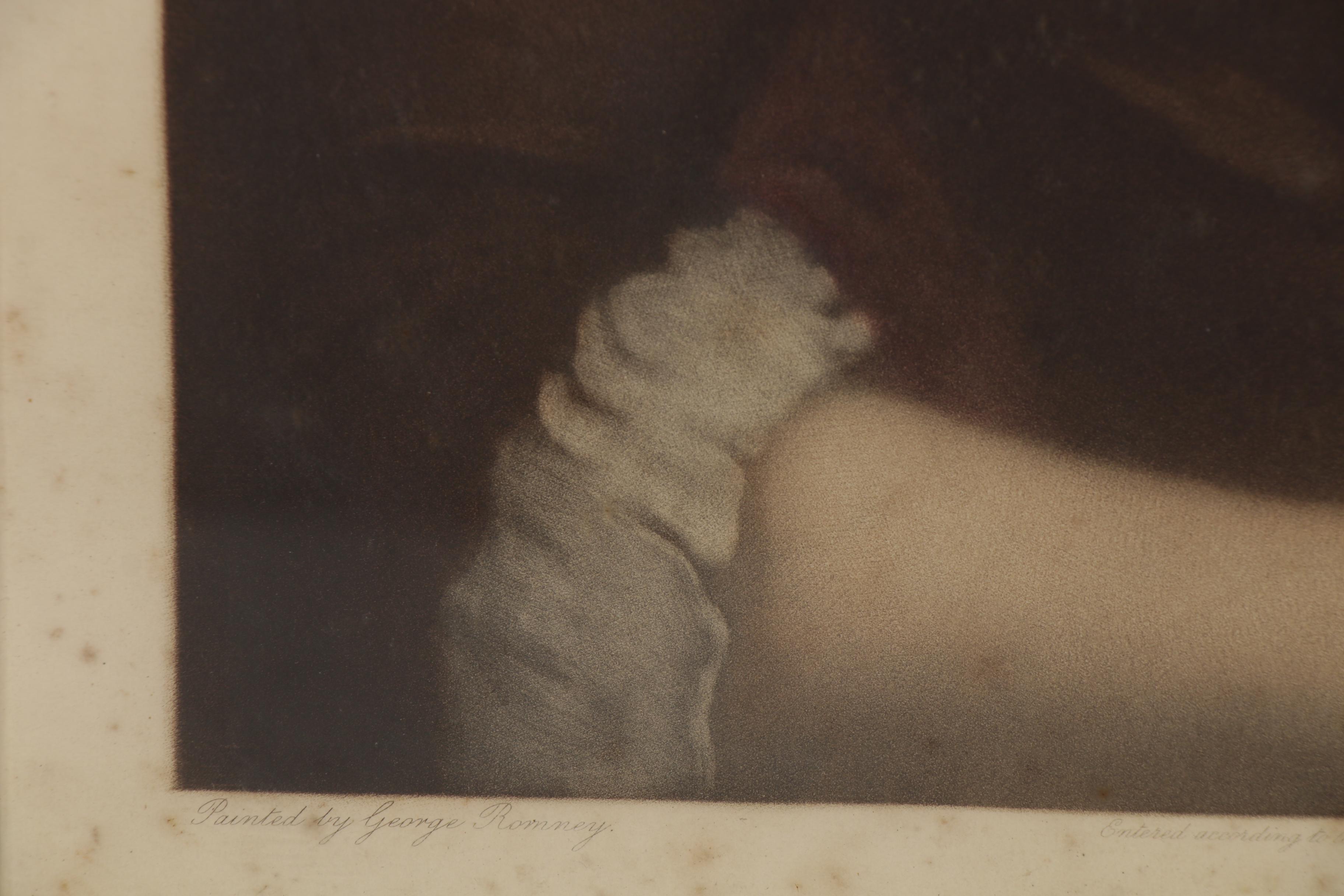 After E. Milner Mezzotint and George Romney "Mrs. Newbury," Early 20th Century