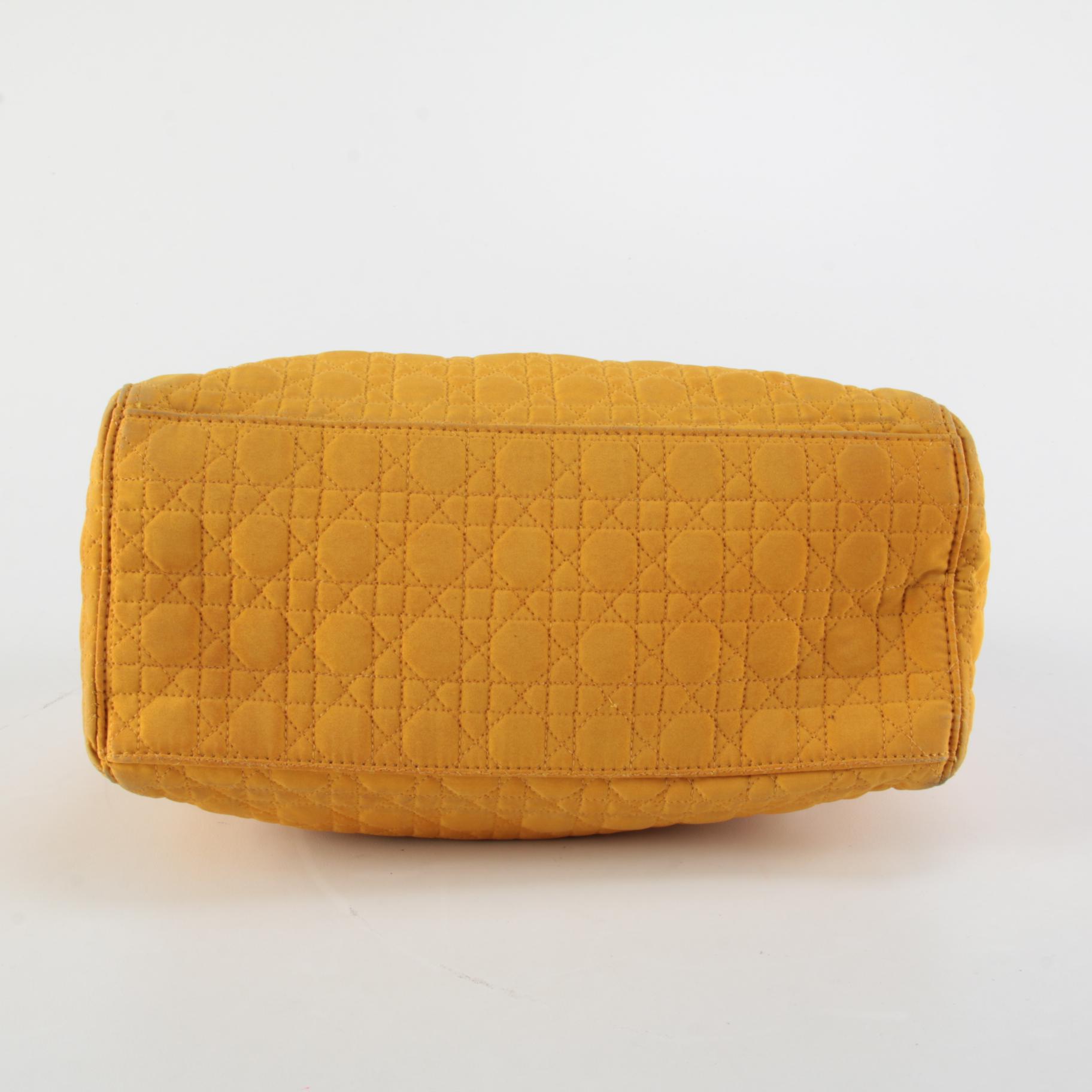 Christian Dior Medium Lady Dior Bag in Butterscotch Yellow Cannage Quilted Nylon