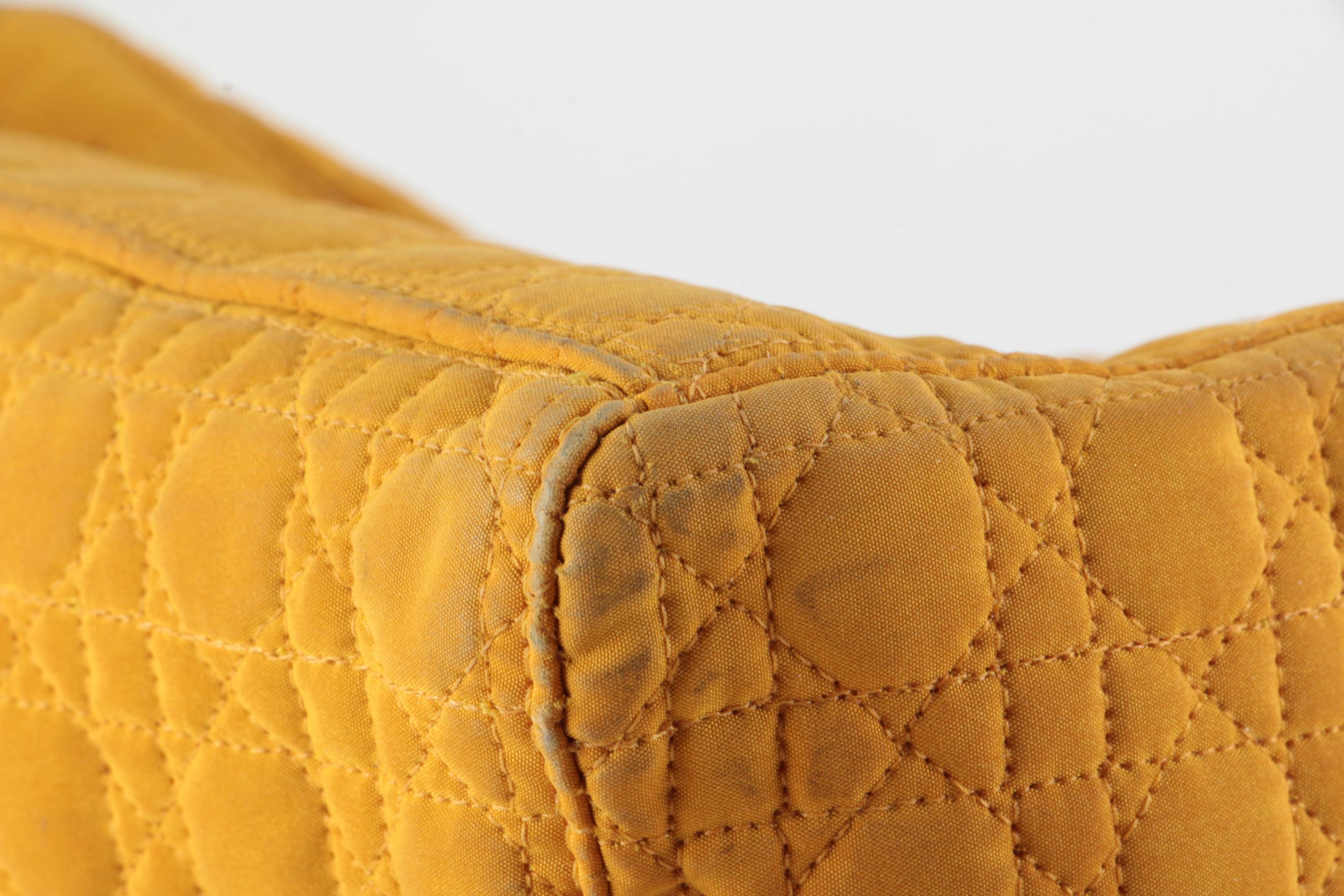 Christian Dior Medium Lady Dior Bag in Butterscotch Yellow Cannage Quilted Nylon