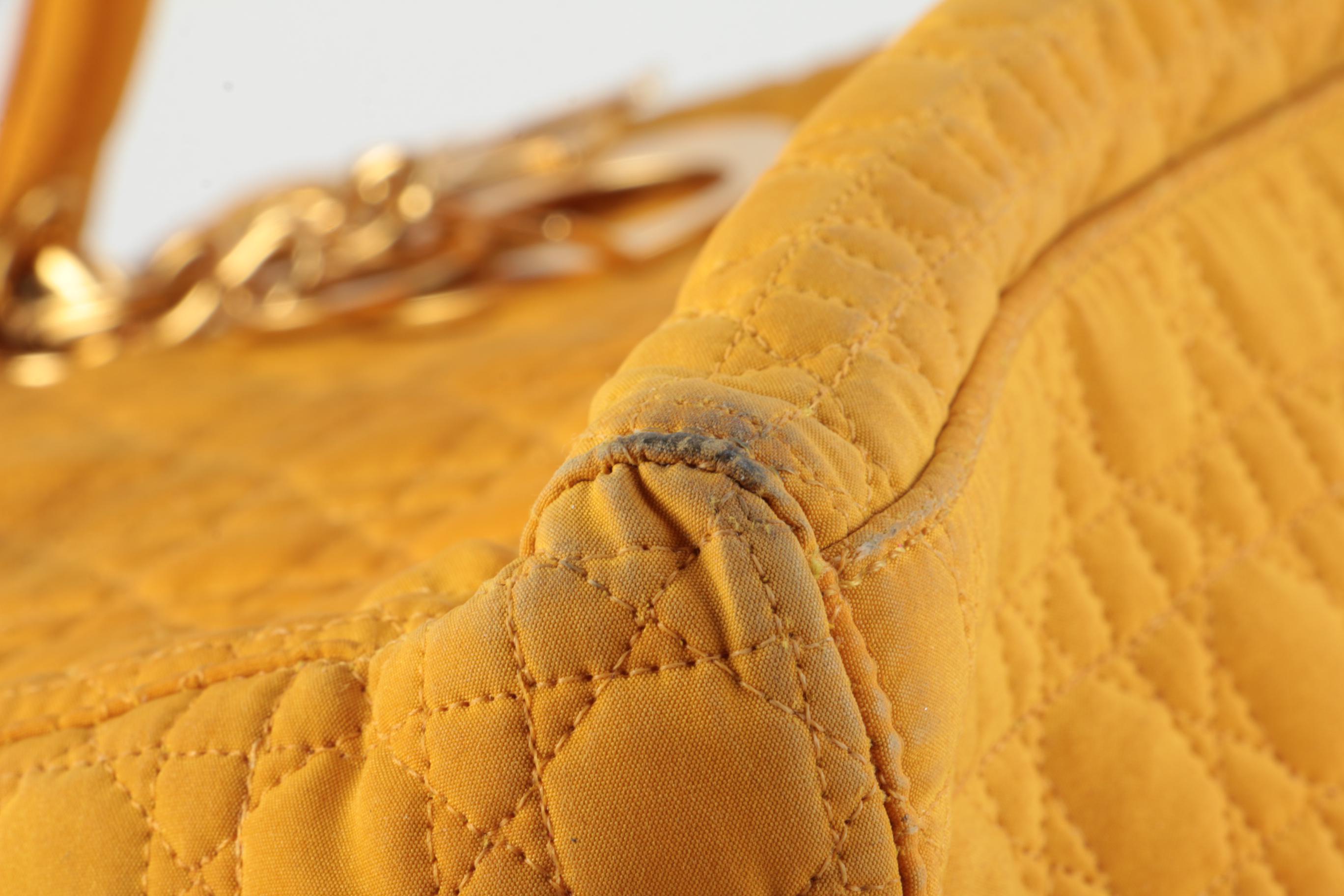 Christian Dior Medium Lady Dior Bag in Butterscotch Yellow Cannage Quilted Nylon