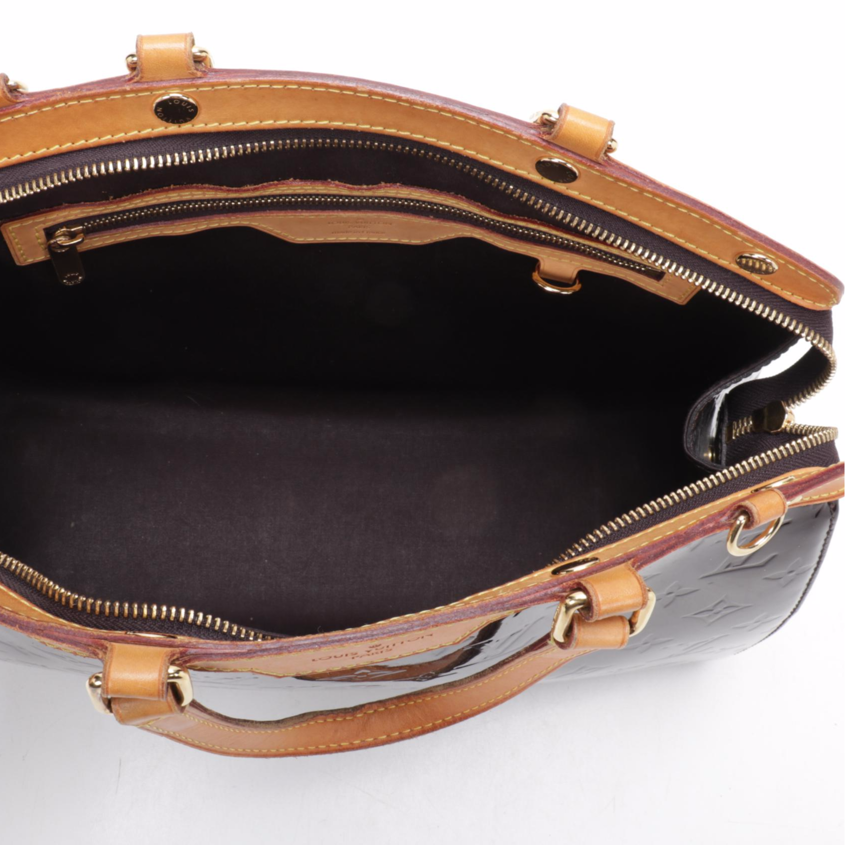 Louis Vuitton Brea MM Tote Bag in Amarante Monogram Vernis Leather