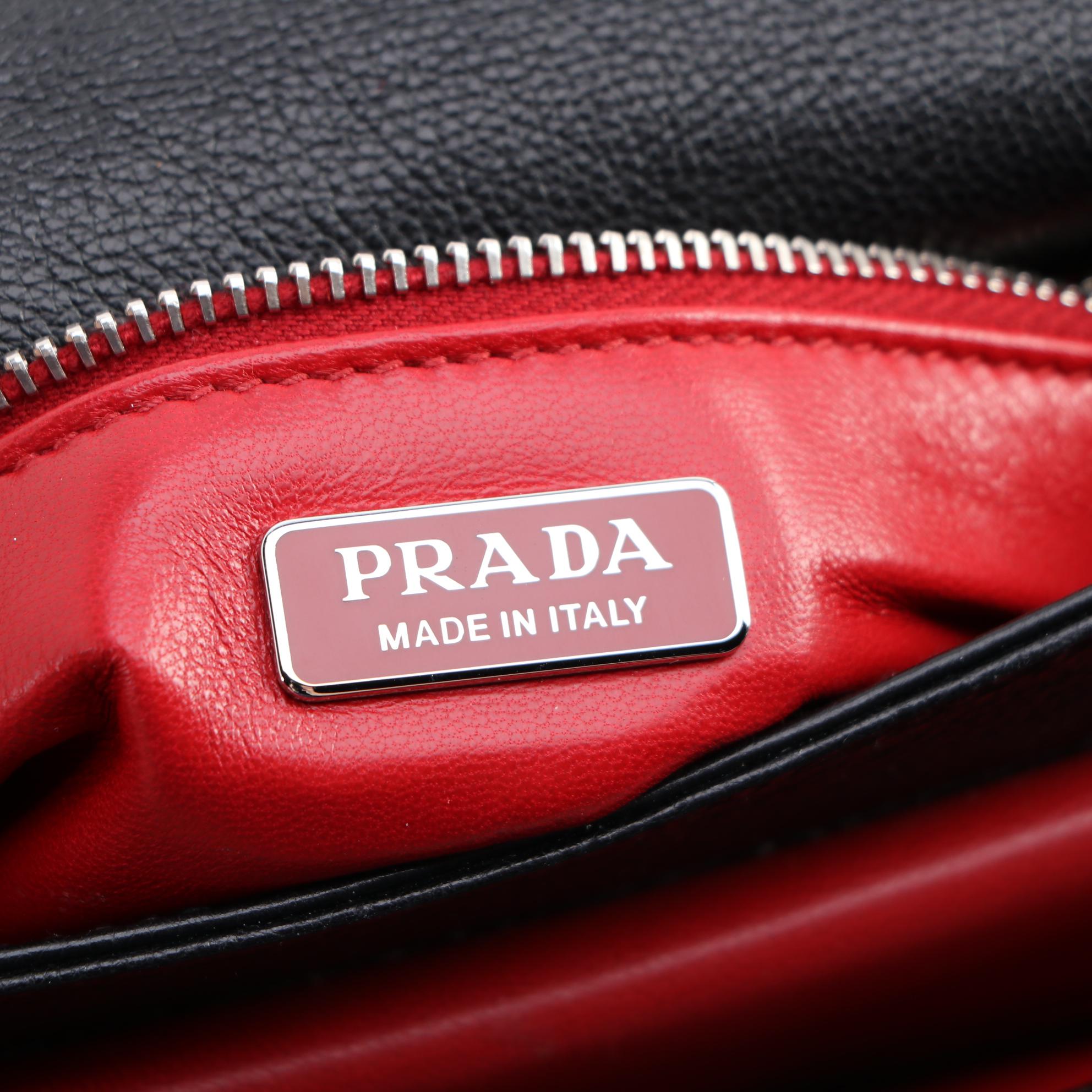 Prada Robot Flap Mixed Media Leather Shoulder Bag
