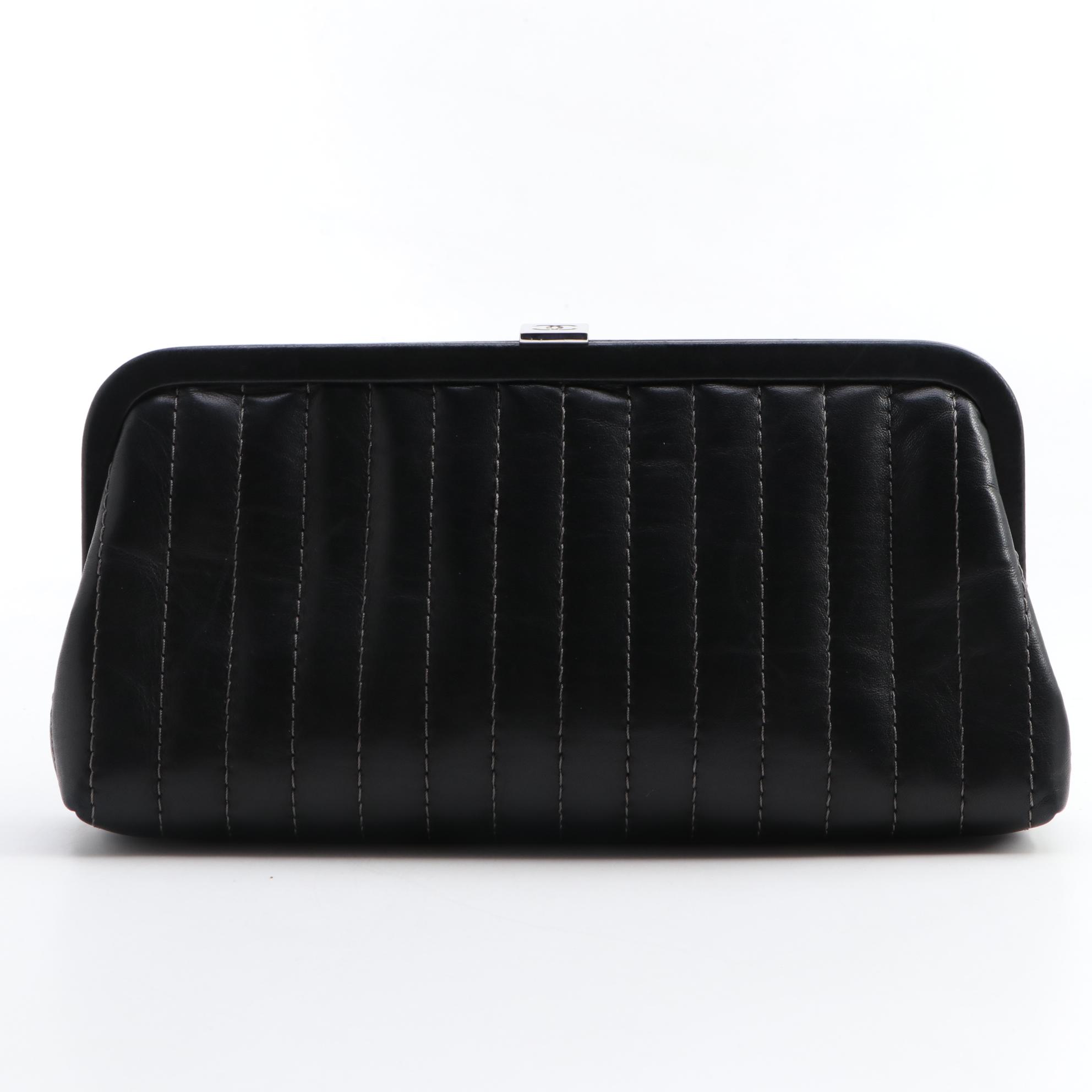 Chanel Mademoiselle Vertical Quilted Black Lambskin Clutch