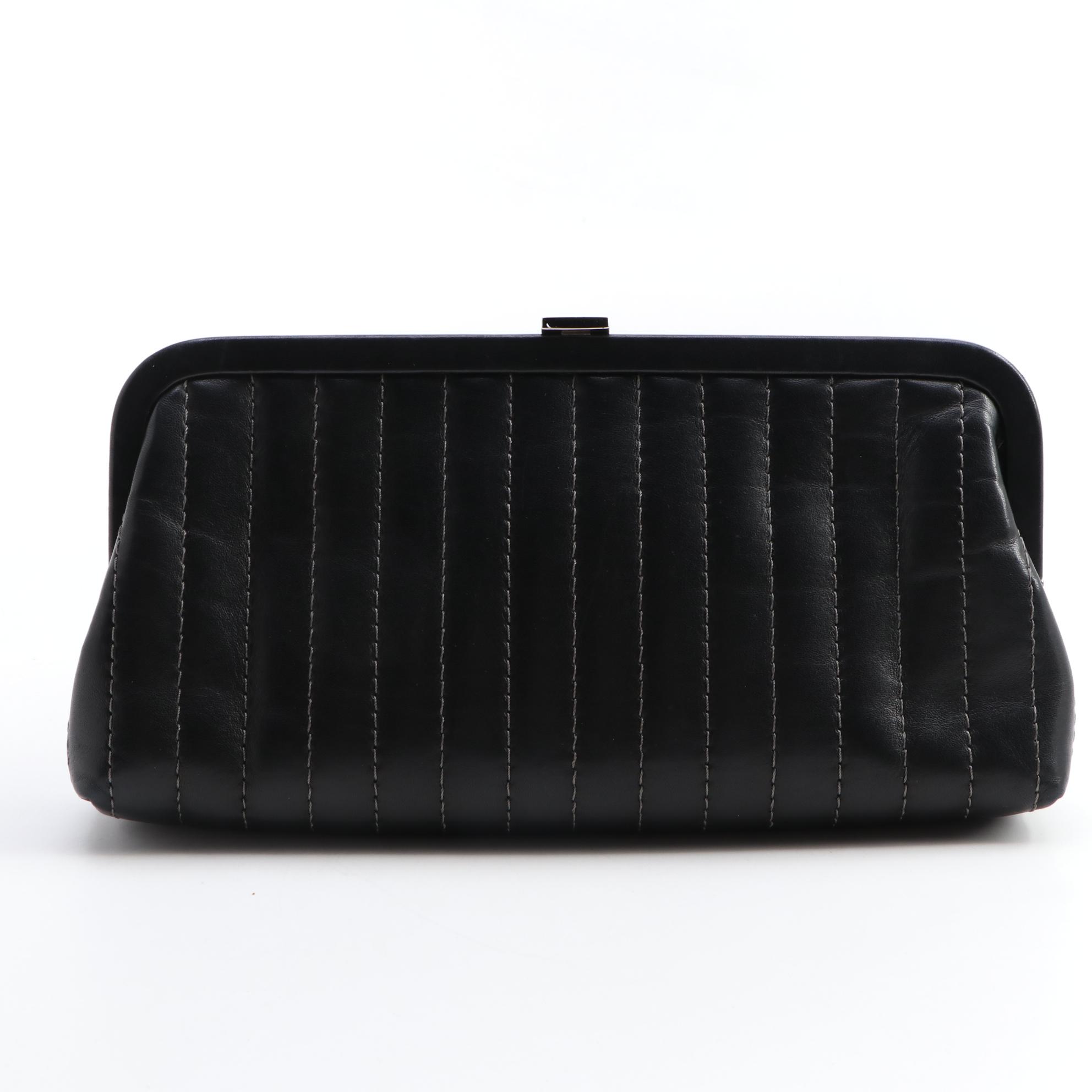 Chanel Mademoiselle Vertical Quilted Black Lambskin Clutch