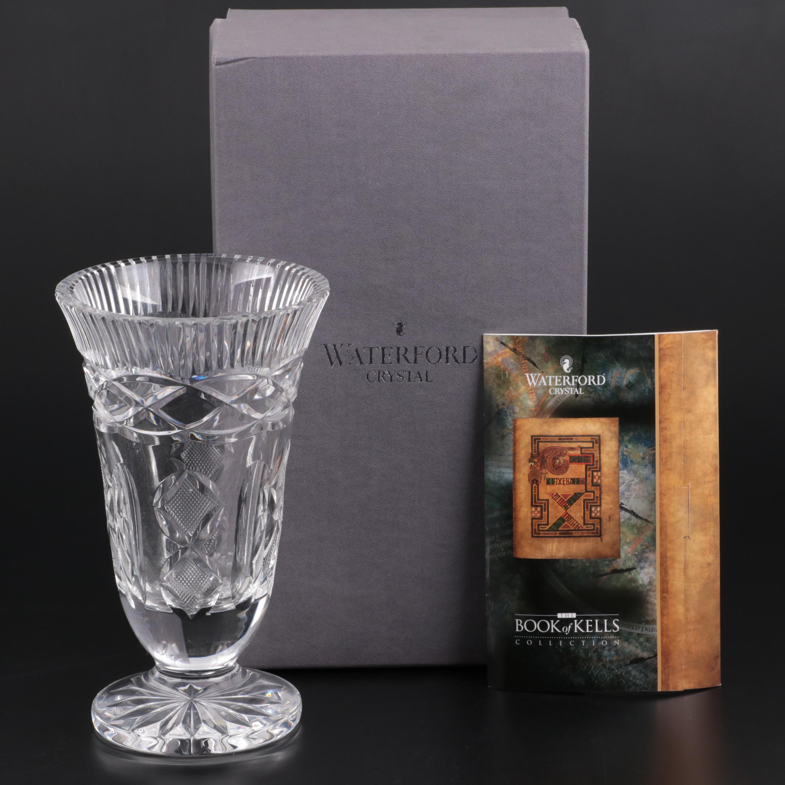 Waterford Crystal "Book of Kells" Collection Flower Vase with Original