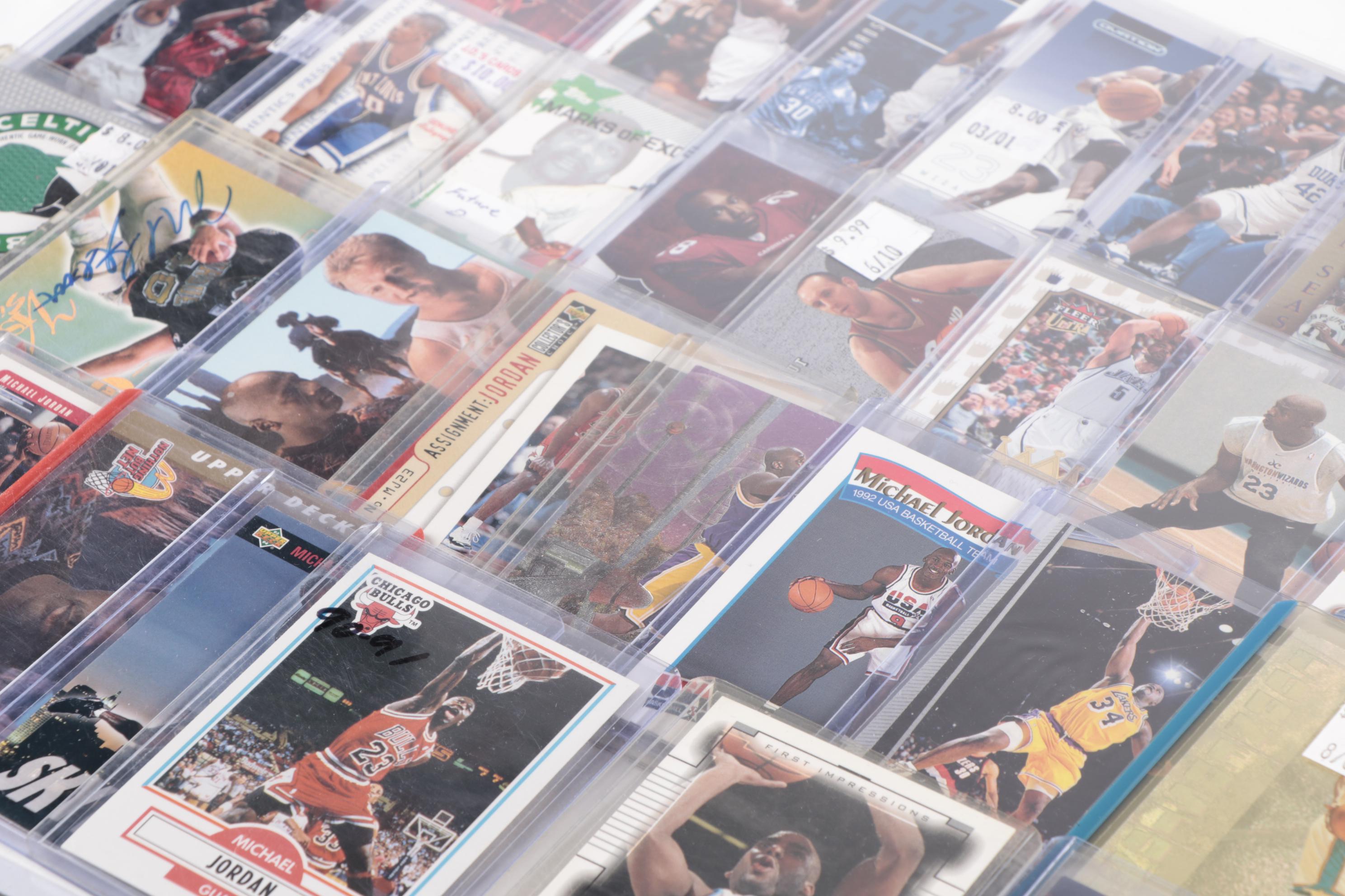 1990s-2010s Basketball Cards with Michael Jordan, Kobe Bryant, and Lebron James