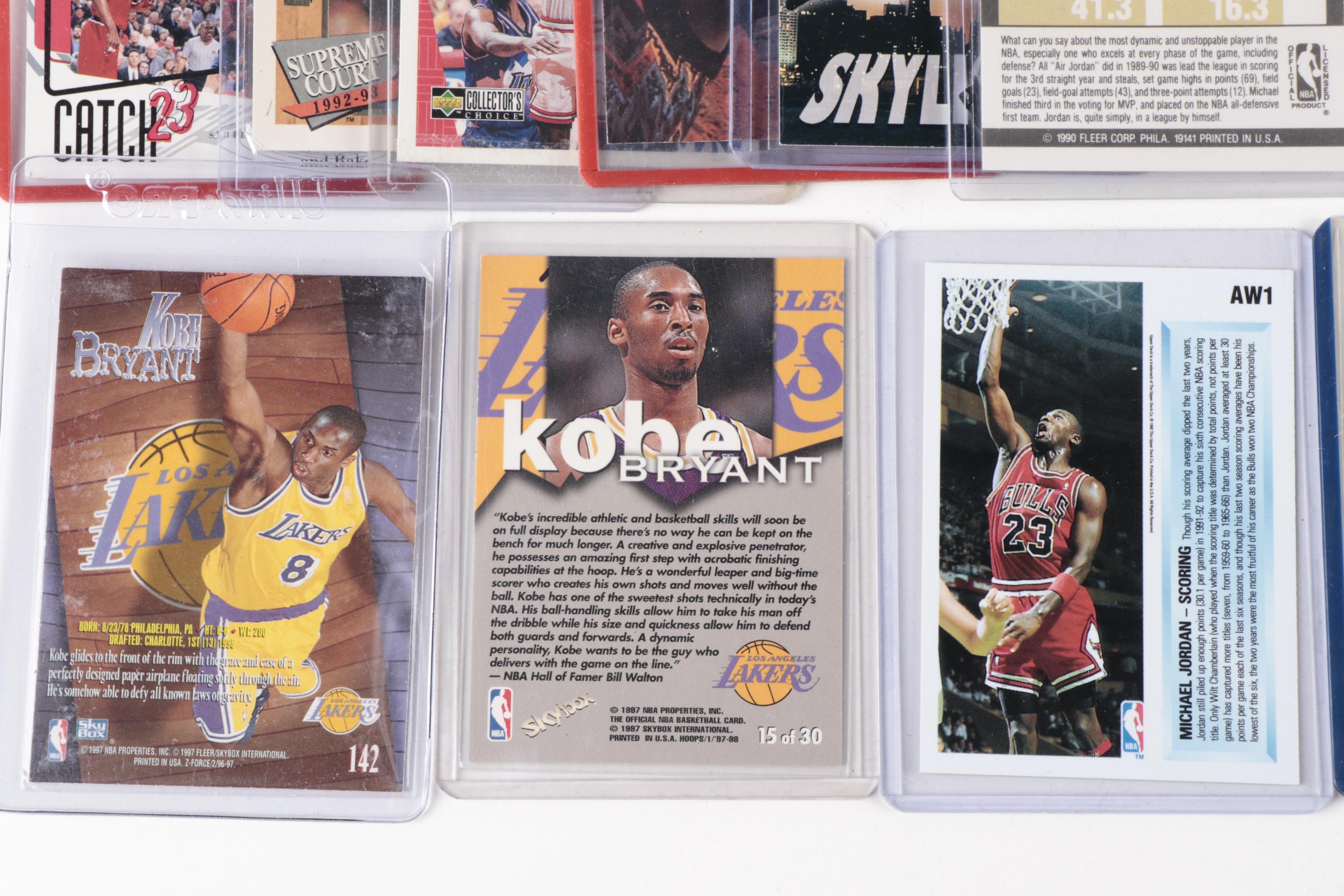 1990s-2010s Basketball Cards with Michael Jordan, Kobe Bryant, and Lebron James