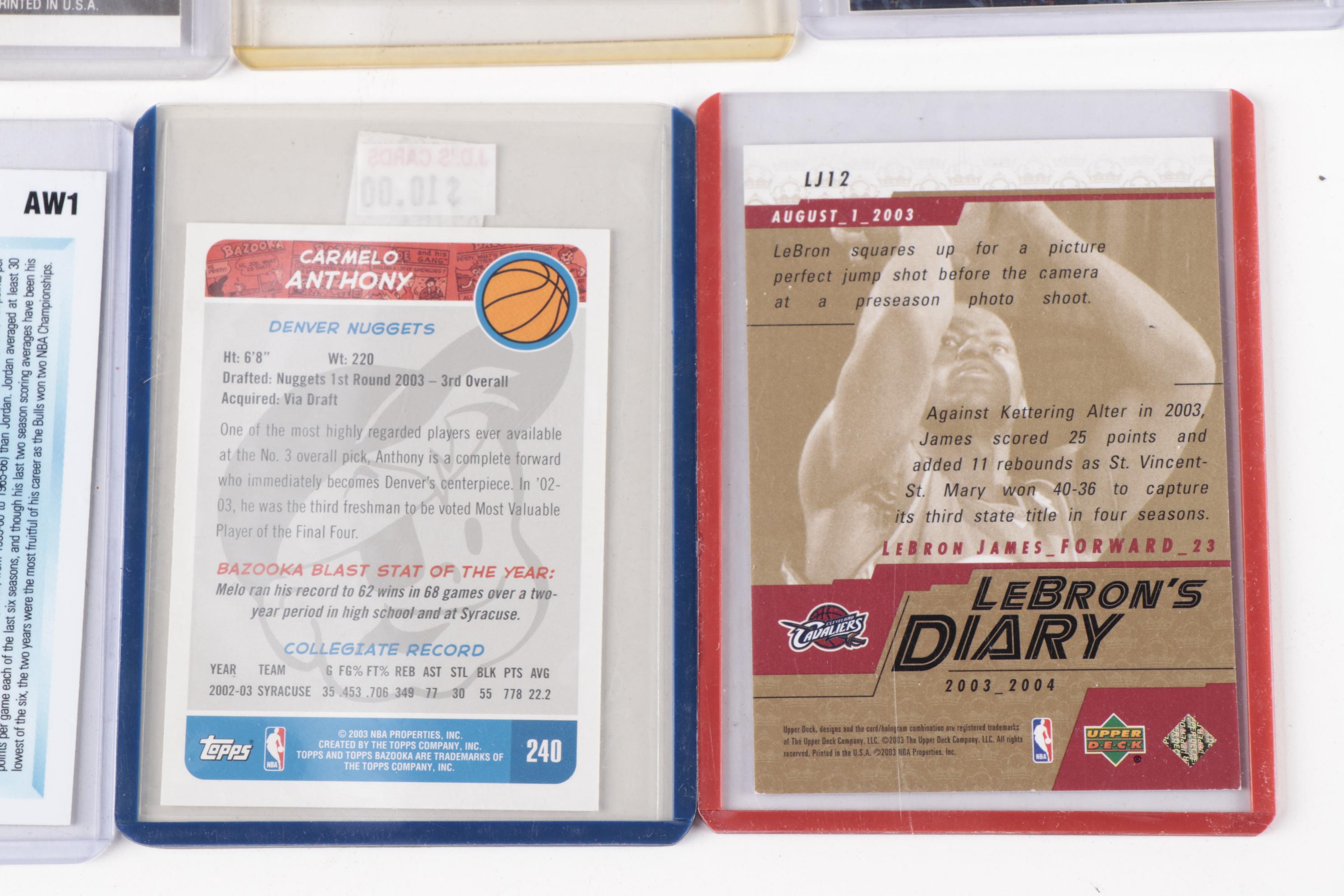 1990s-2010s Basketball Cards with Michael Jordan, Kobe Bryant, and Lebron James