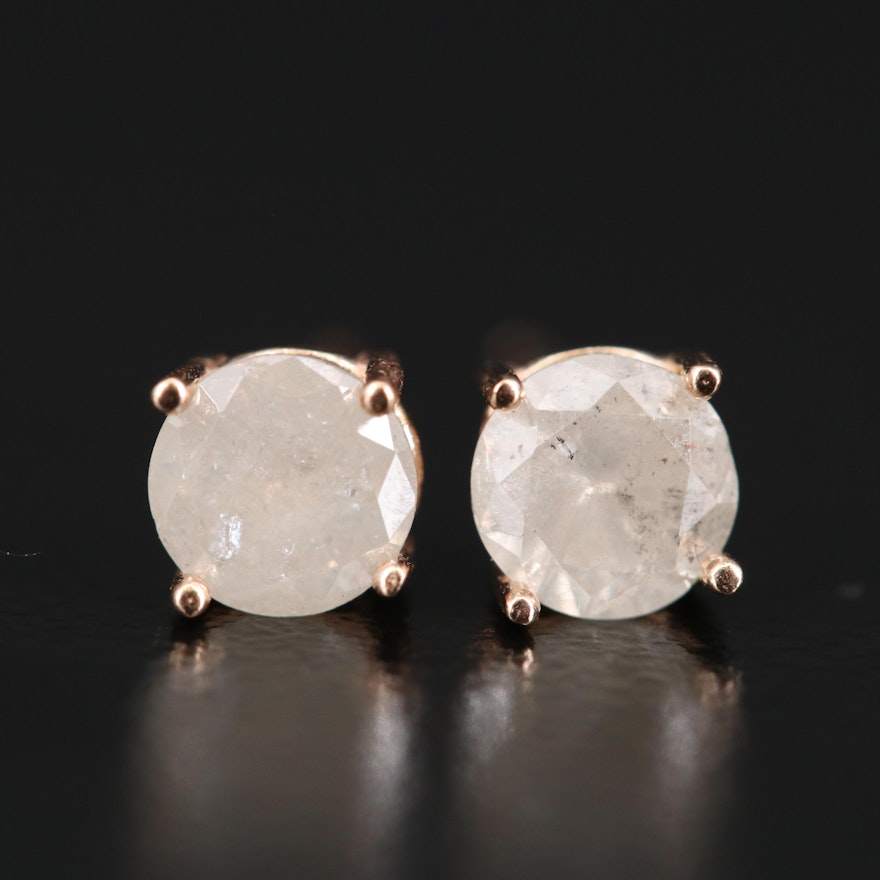 14K Rose Gold 0.80 CTW Diamond Stud Earrings