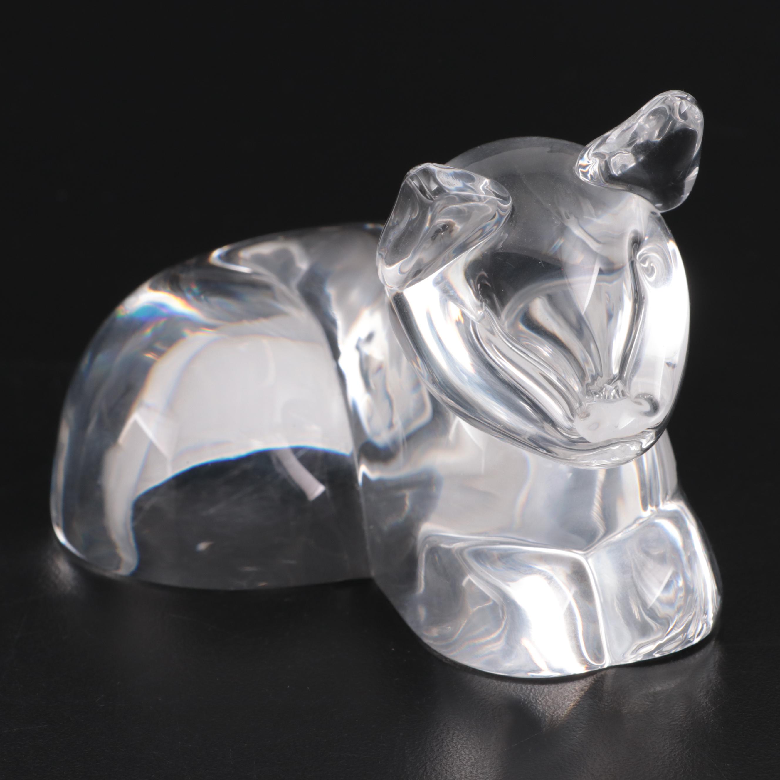 Steuben "Kitten" Art Glass Figurine Designed by Lloyd Atkins, Mid-20th Century
