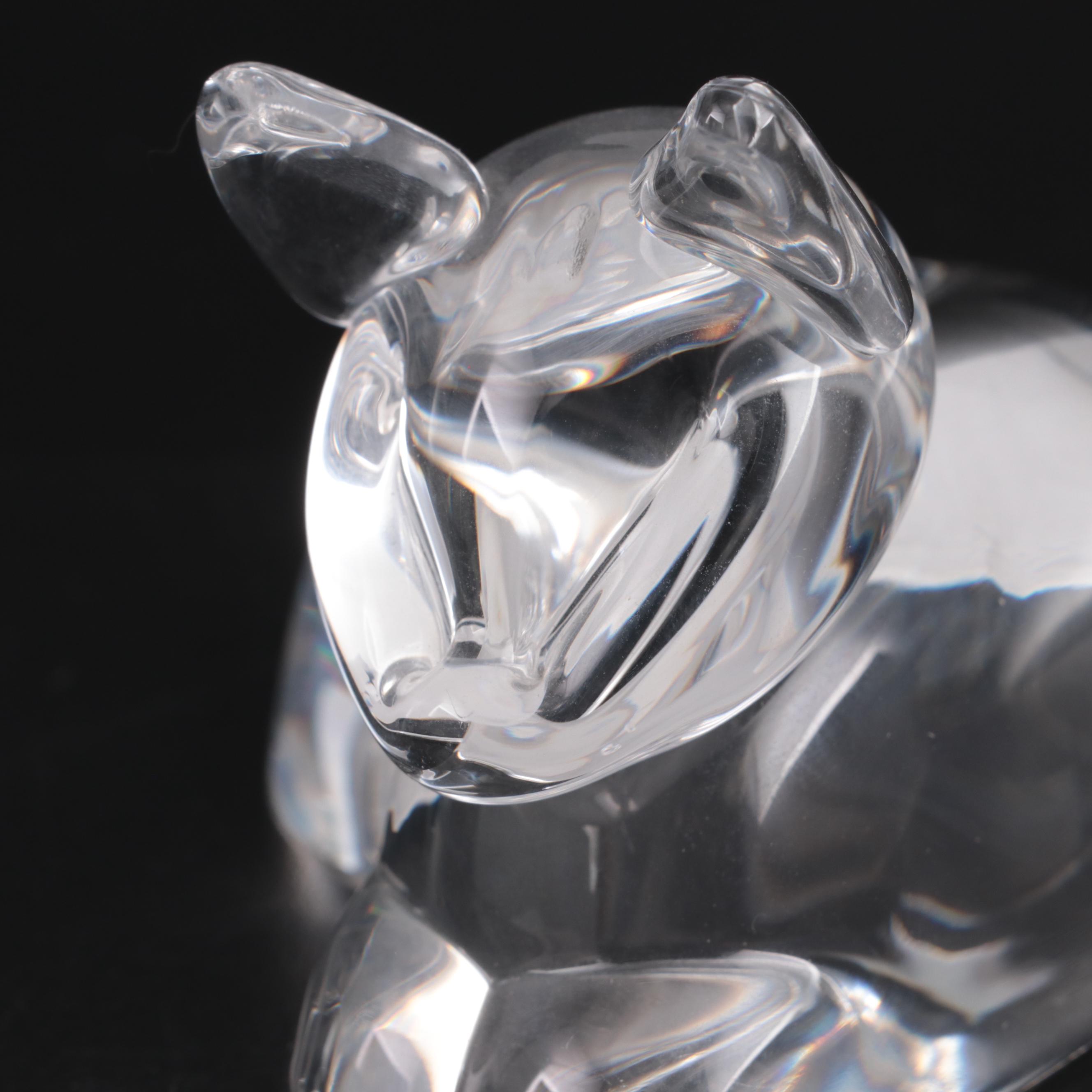 Steuben "Kitten" Art Glass Figurine Designed by Lloyd Atkins, Mid-20th Century