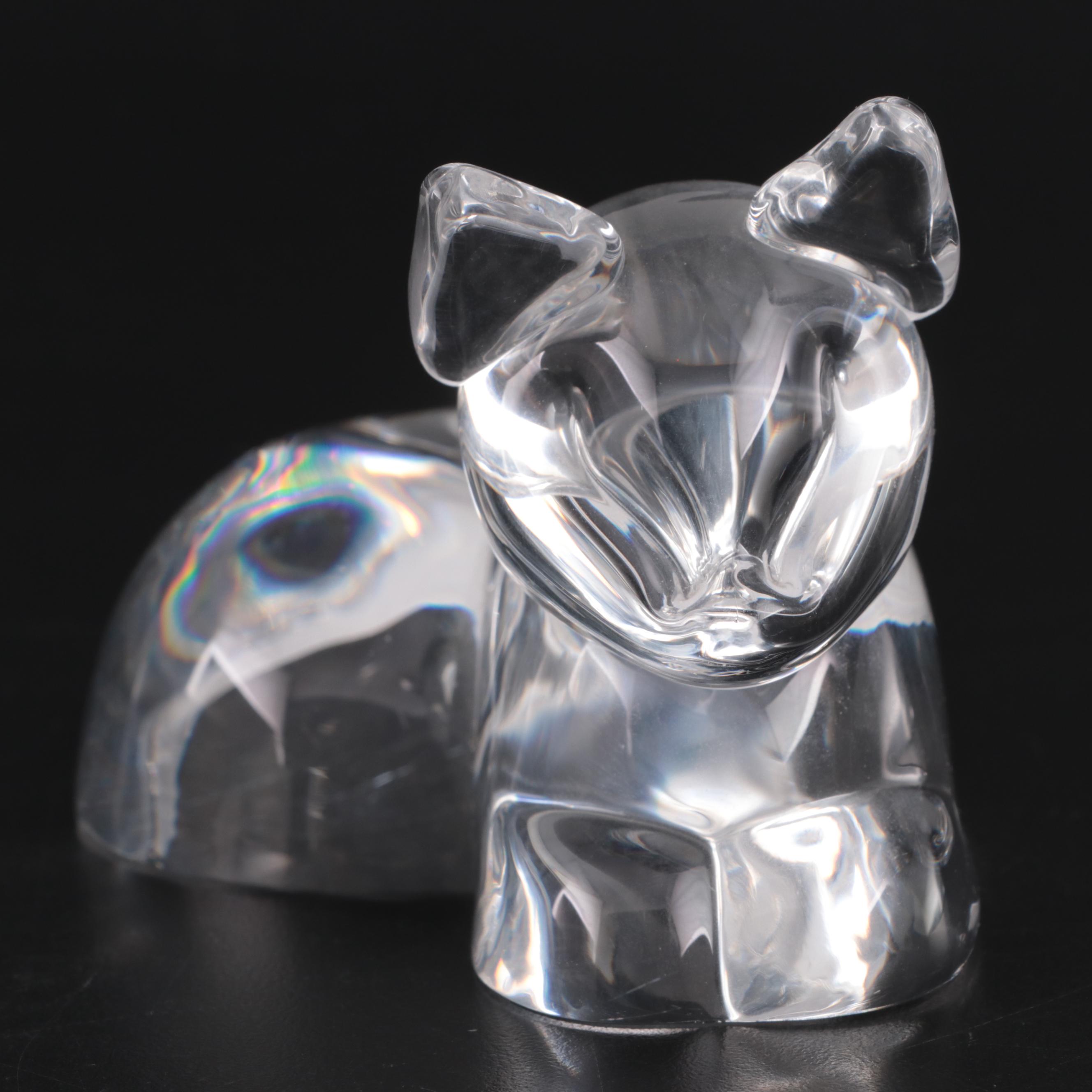 Steuben "Kitten" Art Glass Figurine Designed by Lloyd Atkins, Mid-20th Century
