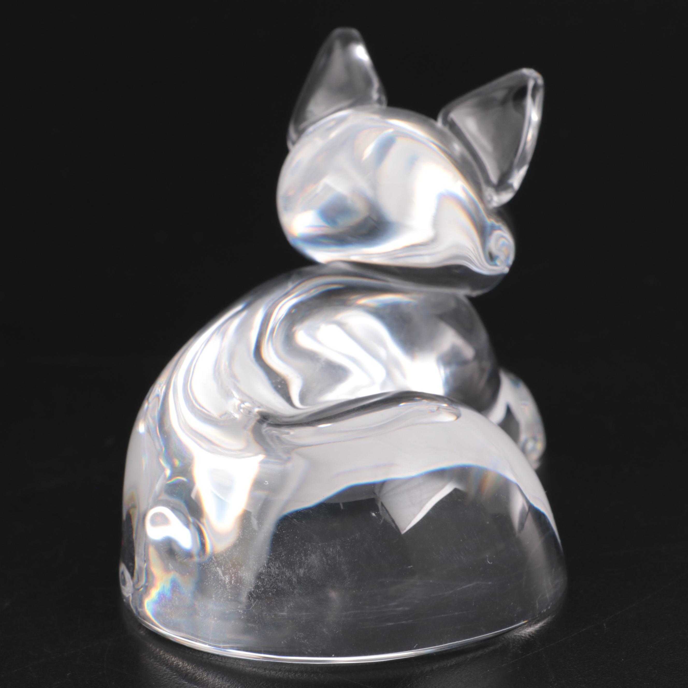 Steuben "Kitten" Art Glass Figurine Designed by Lloyd Atkins, Mid-20th Century