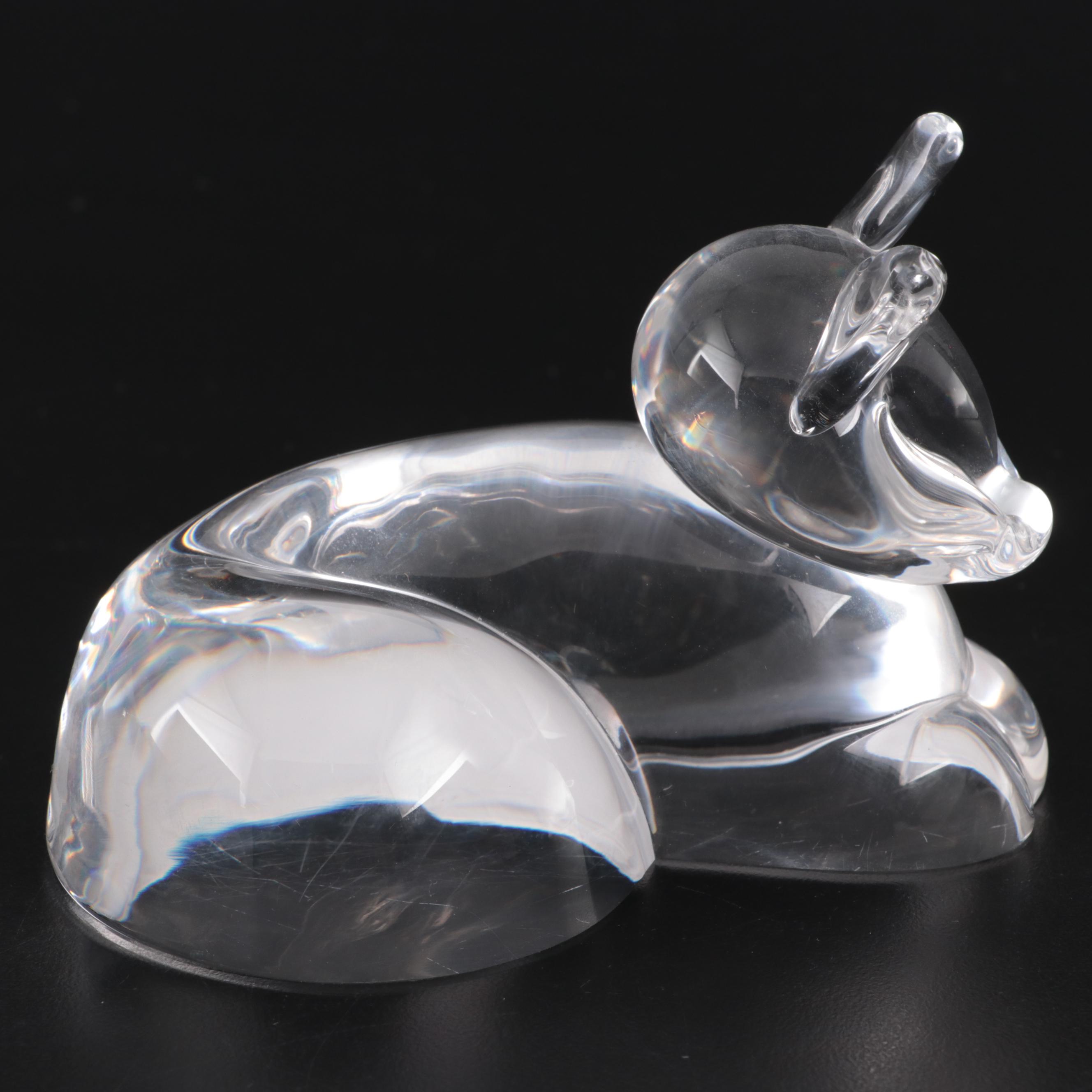 Steuben "Kitten" Art Glass Figurine Designed by Lloyd Atkins, Mid-20th Century