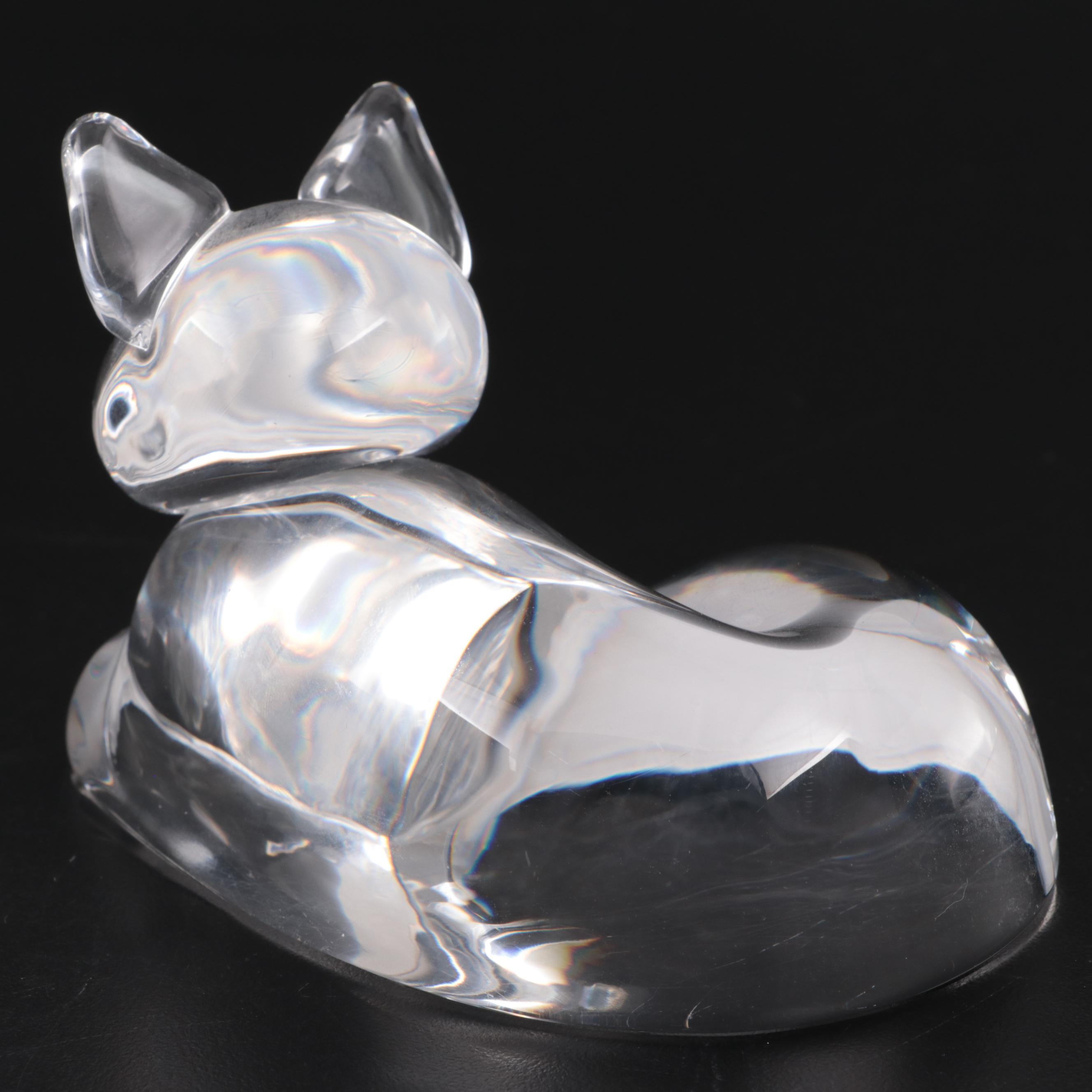 Steuben "Kitten" Art Glass Figurine Designed by Lloyd Atkins, Mid-20th Century
