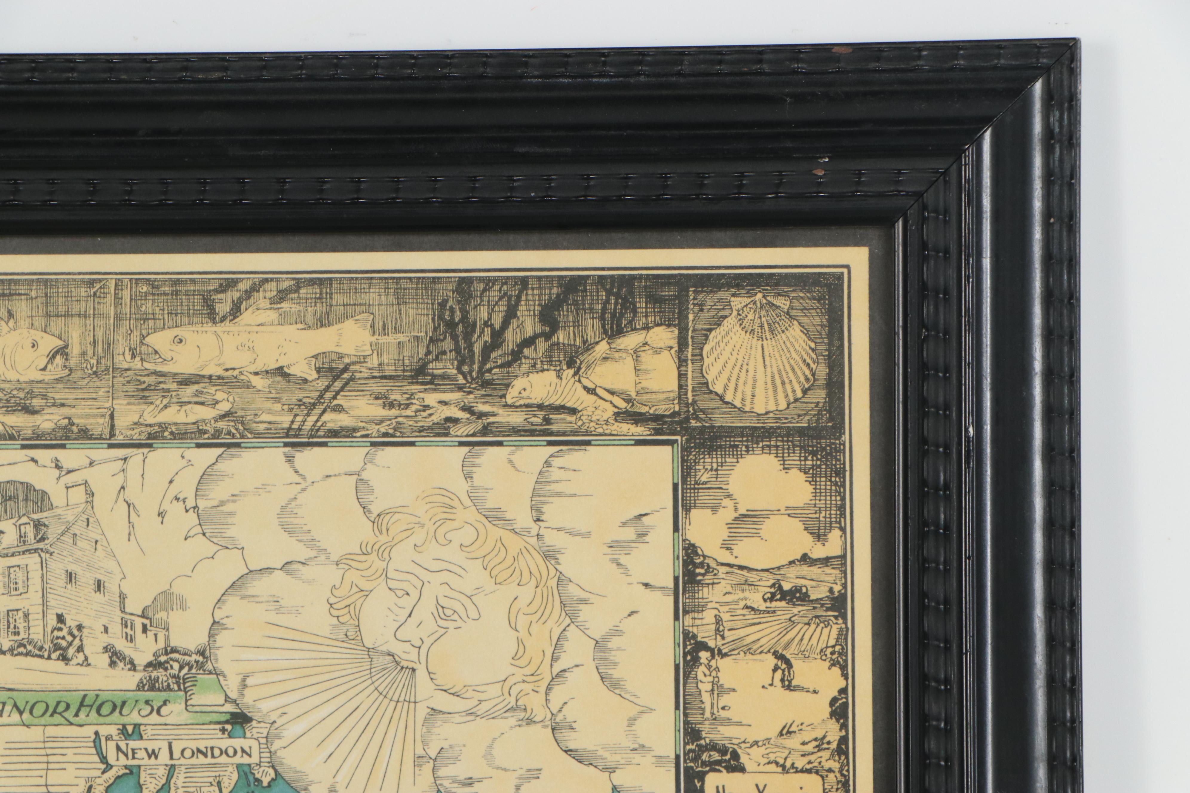 Lithograph Map after Courtland Smith "A Map of Long Island," circa 1961