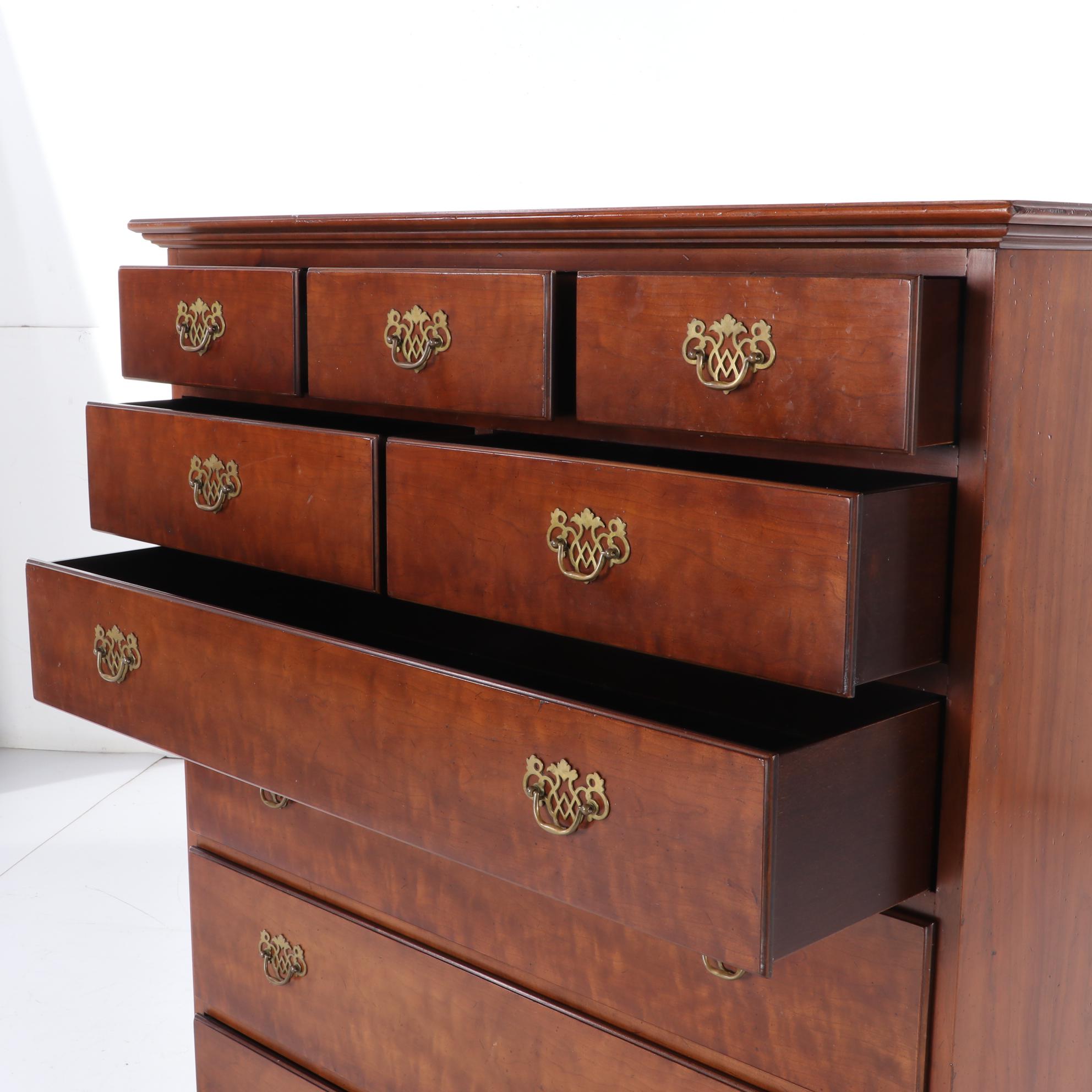 Wright Table Company Chippendale Style Cherrywood Nine-Drawer Chest