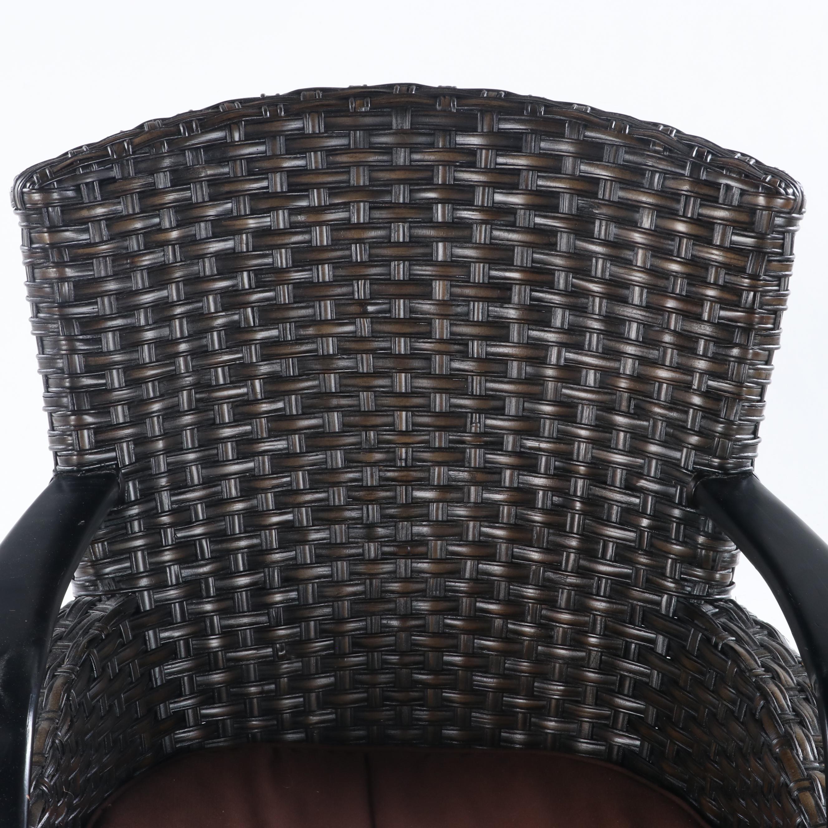 Pier 1 Contemporary Wicker and Ebonized Wood Arm Chair