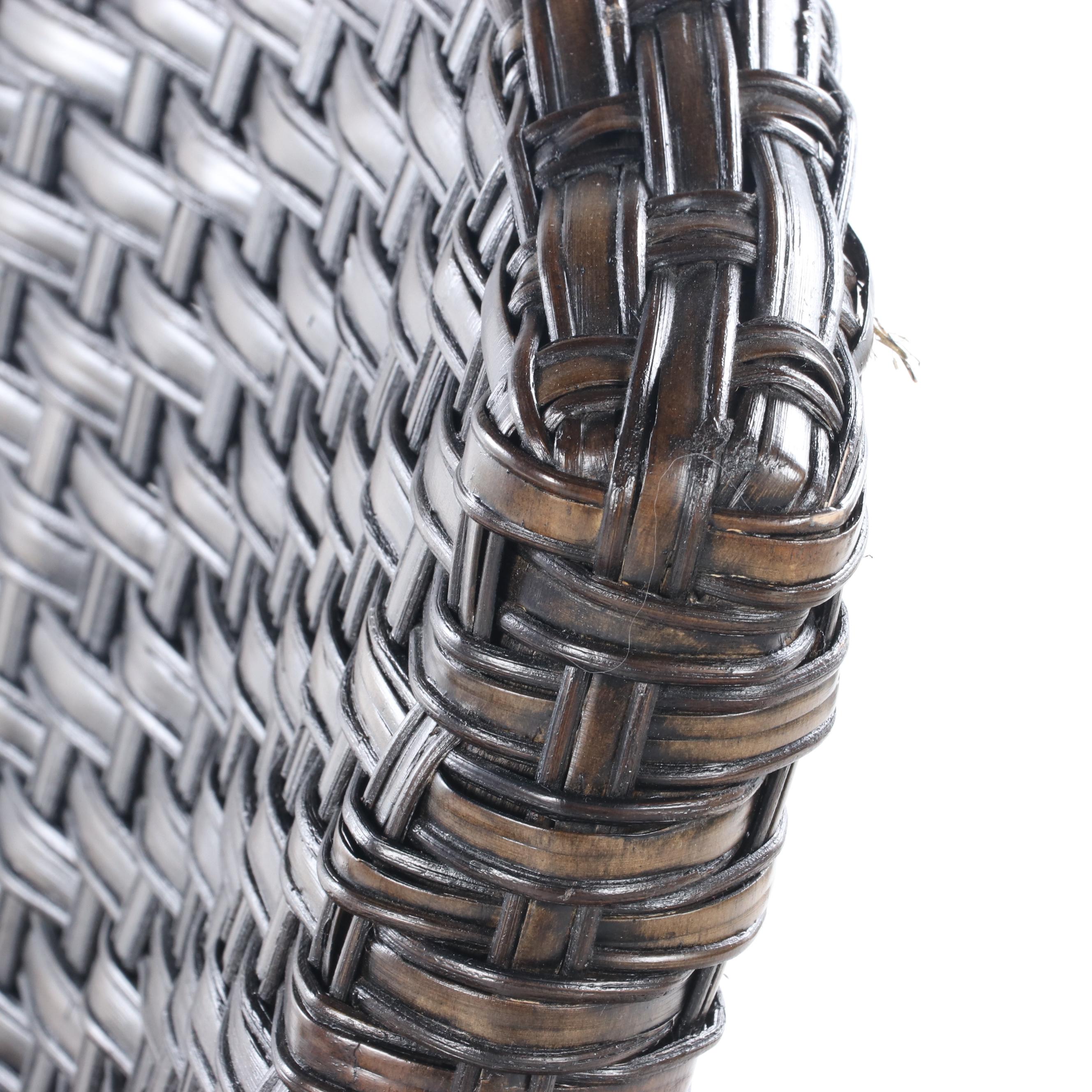 Pier 1 Contemporary Wicker and Ebonized Wood Arm Chair