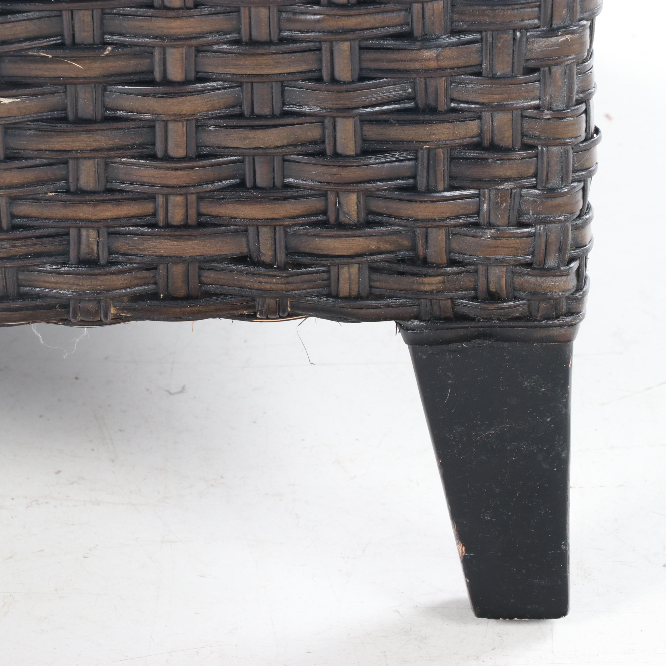 Pier 1 Contemporary Wicker and Ebonized Wood Arm Chair