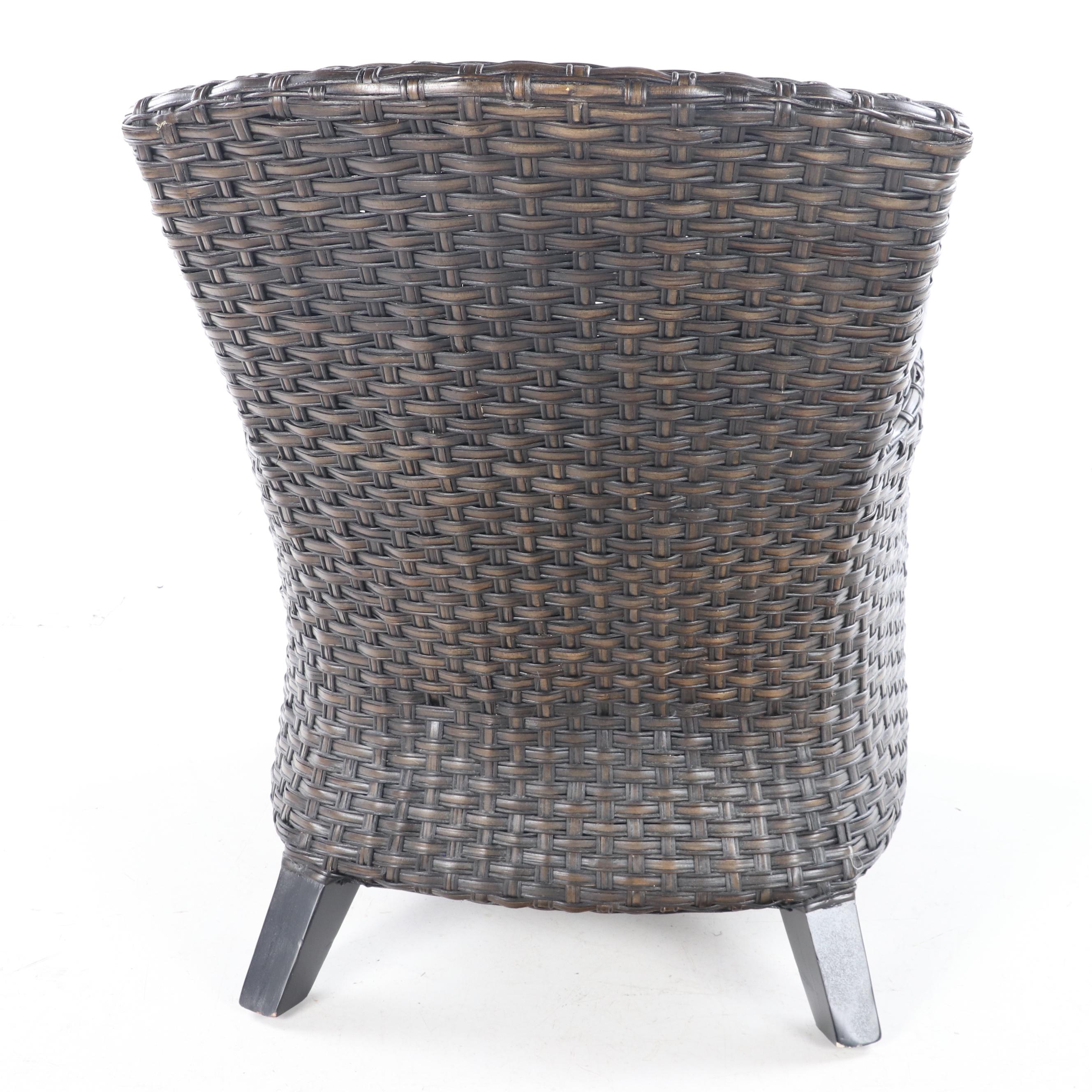 Pier 1 Contemporary Wicker and Ebonized Wood Arm Chair