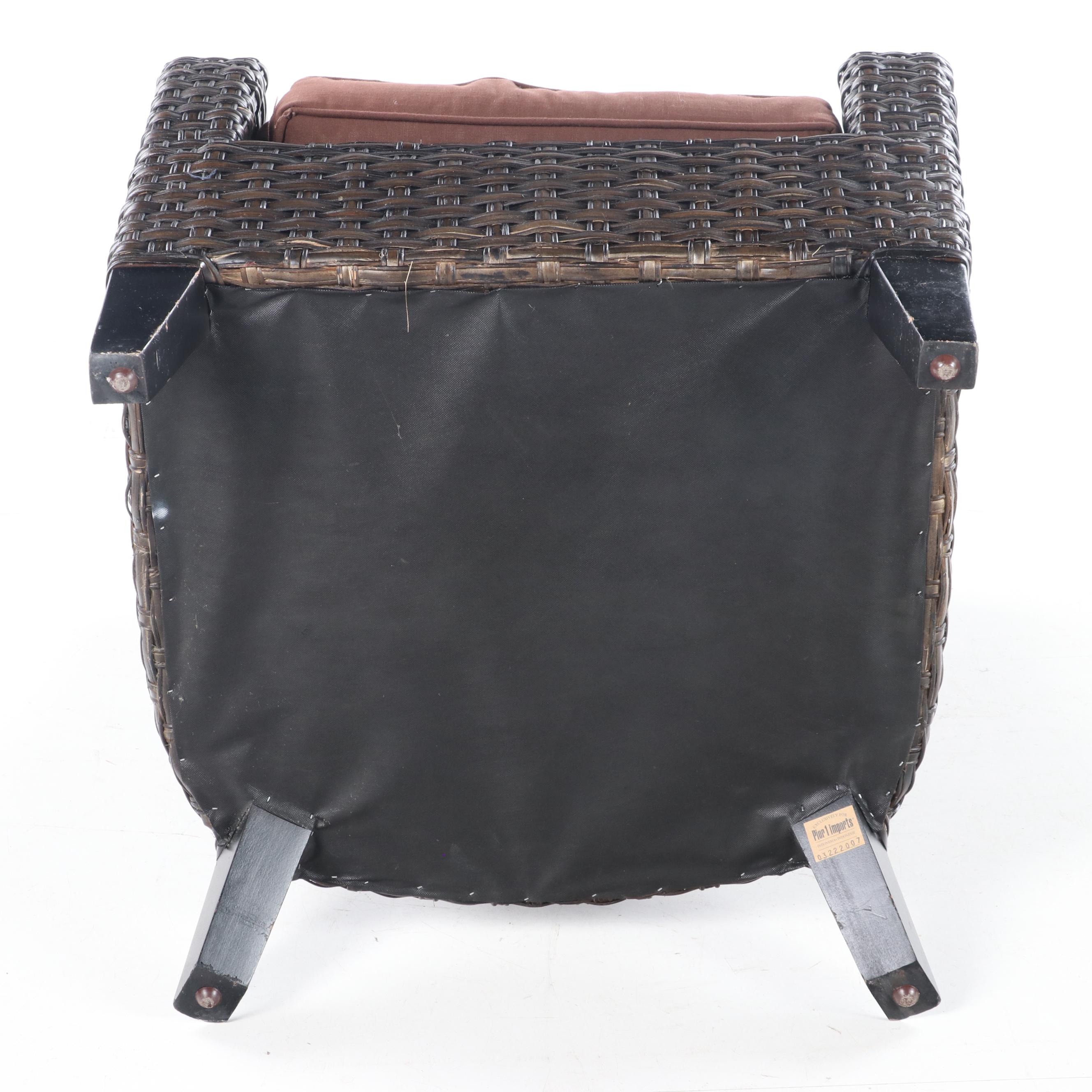 Pier 1 Contemporary Wicker and Ebonized Wood Arm Chair