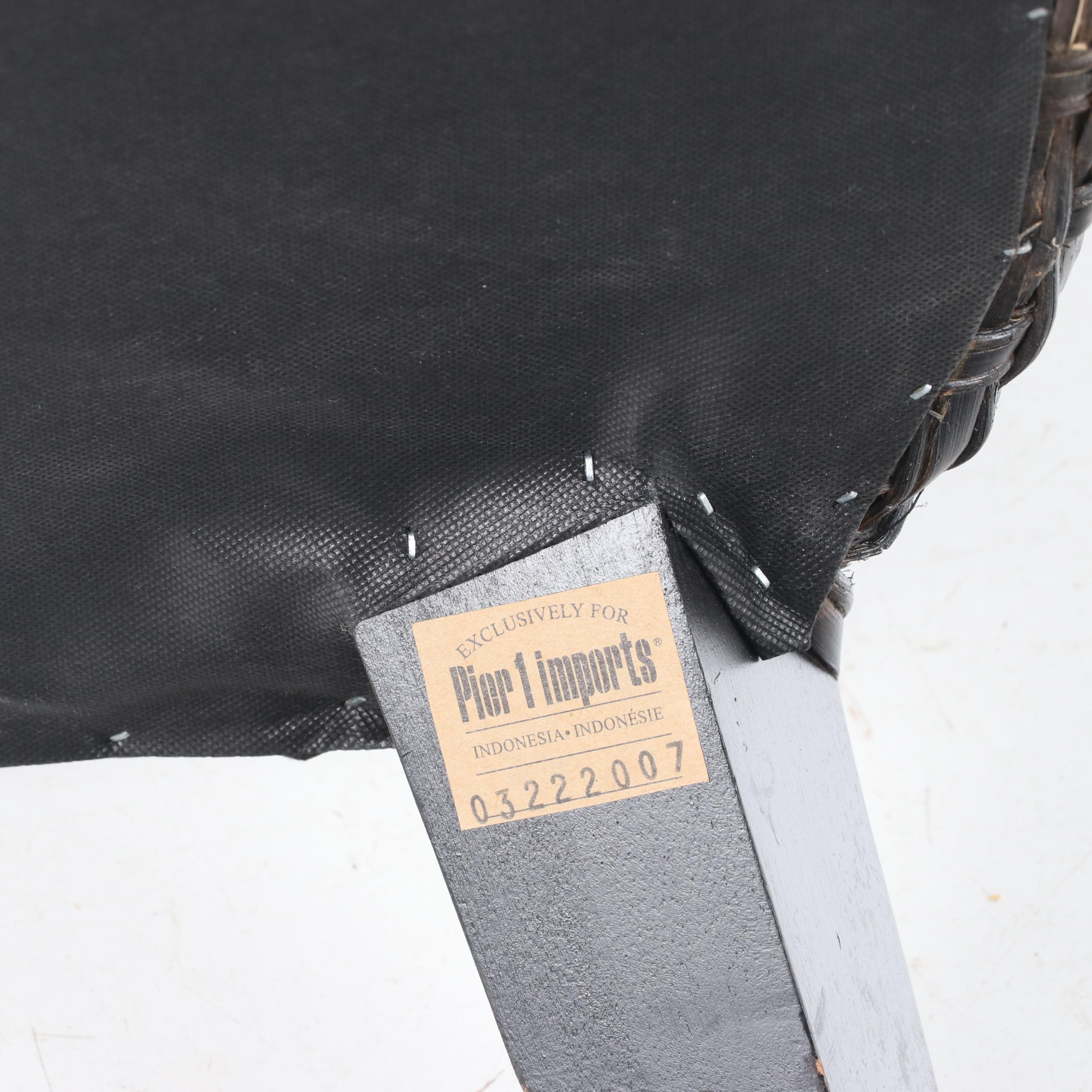 Pier 1 Contemporary Wicker and Ebonized Wood Arm Chair