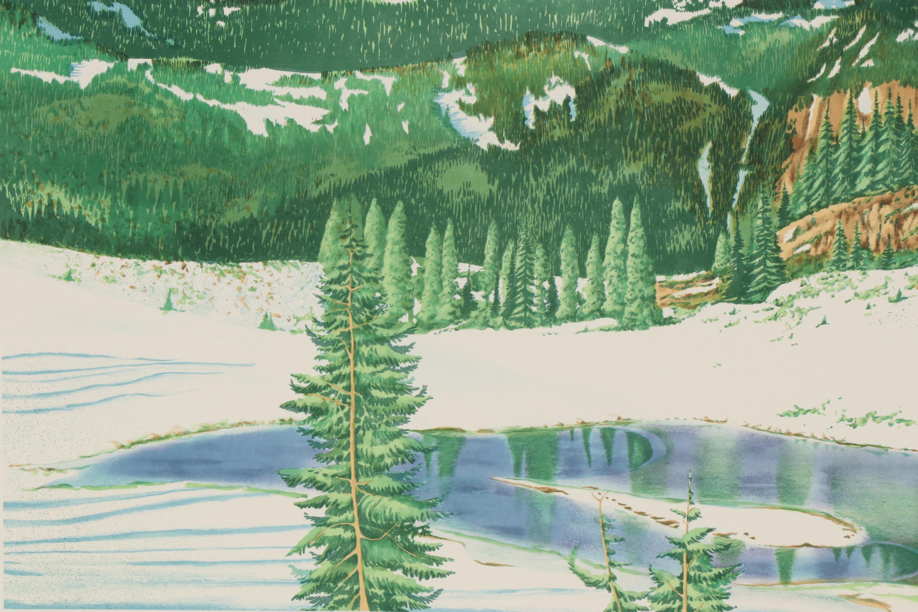 William Roger Clark Color Lithograph "Mt. Rainier," Late 20th Century