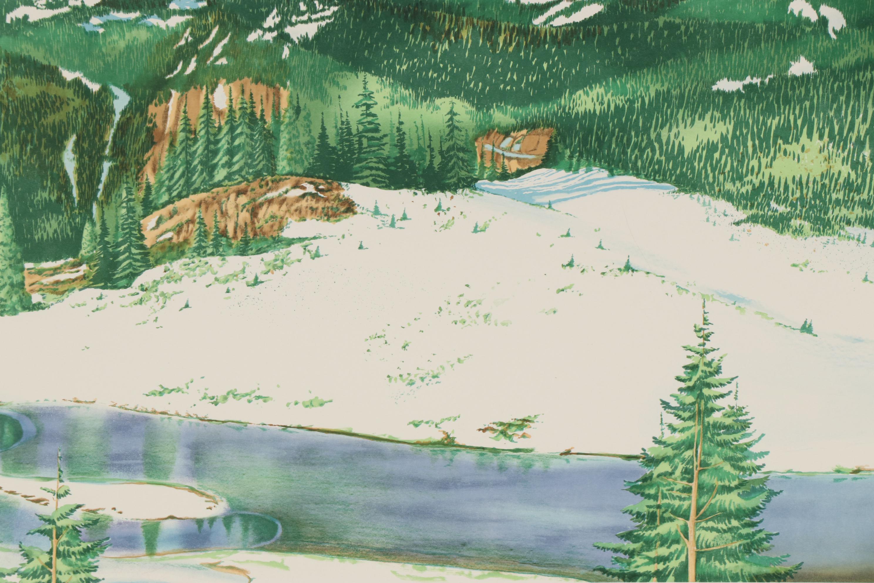 William Roger Clark Color Lithograph "Mt. Rainier," Late 20th Century