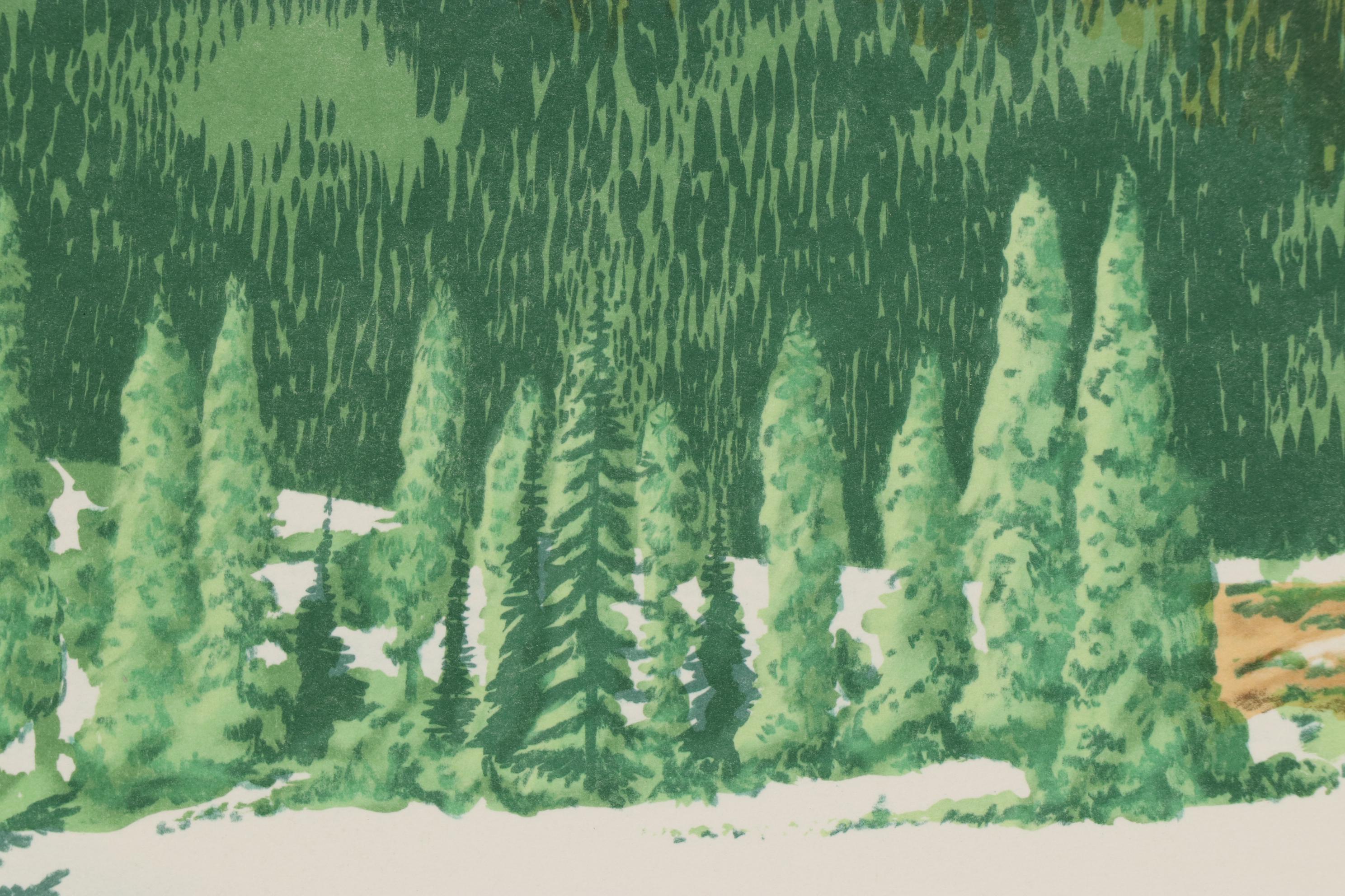 William Roger Clark Color Lithograph "Mt. Rainier," Late 20th Century