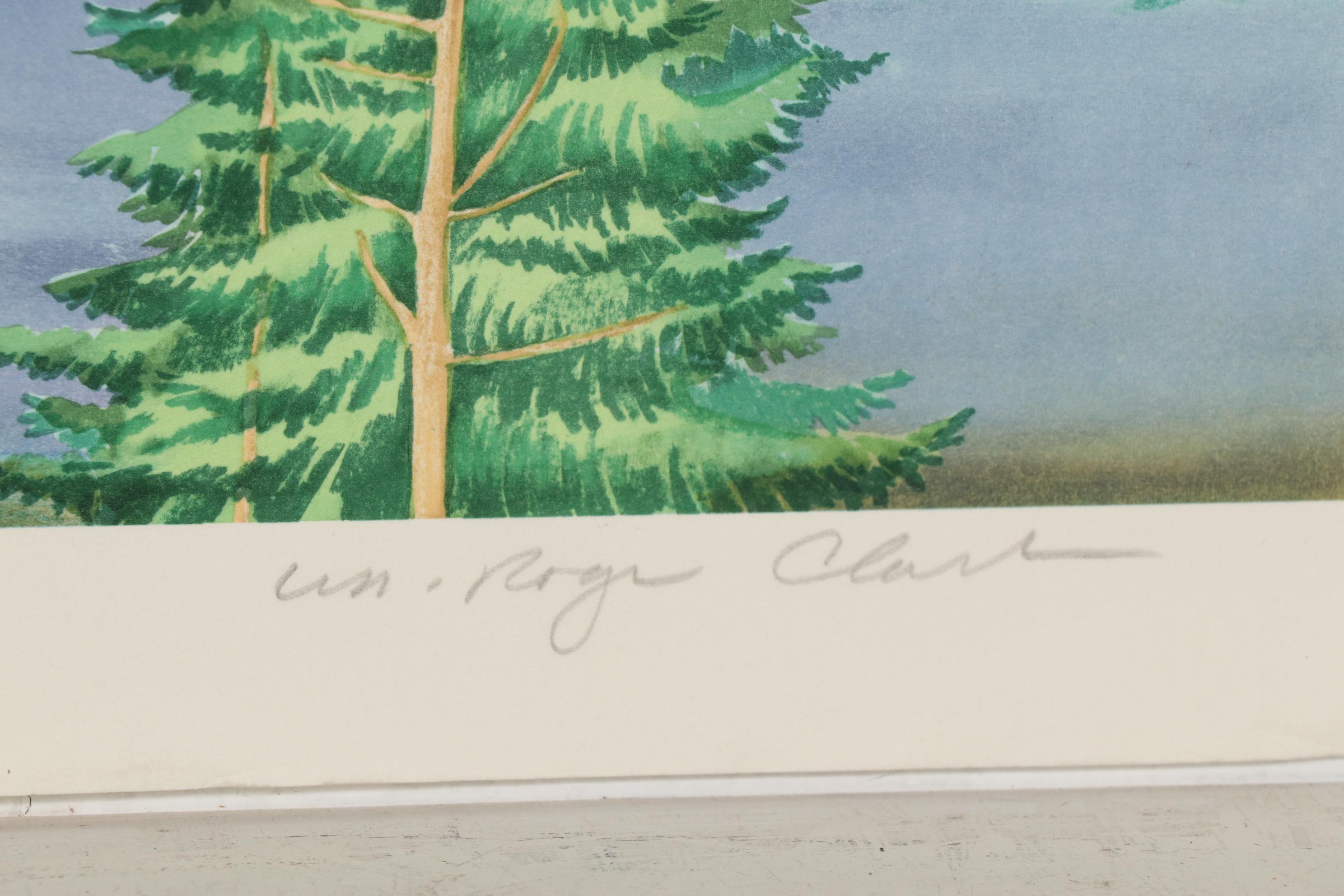 William Roger Clark Color Lithograph "Mt. Rainier," Late 20th Century