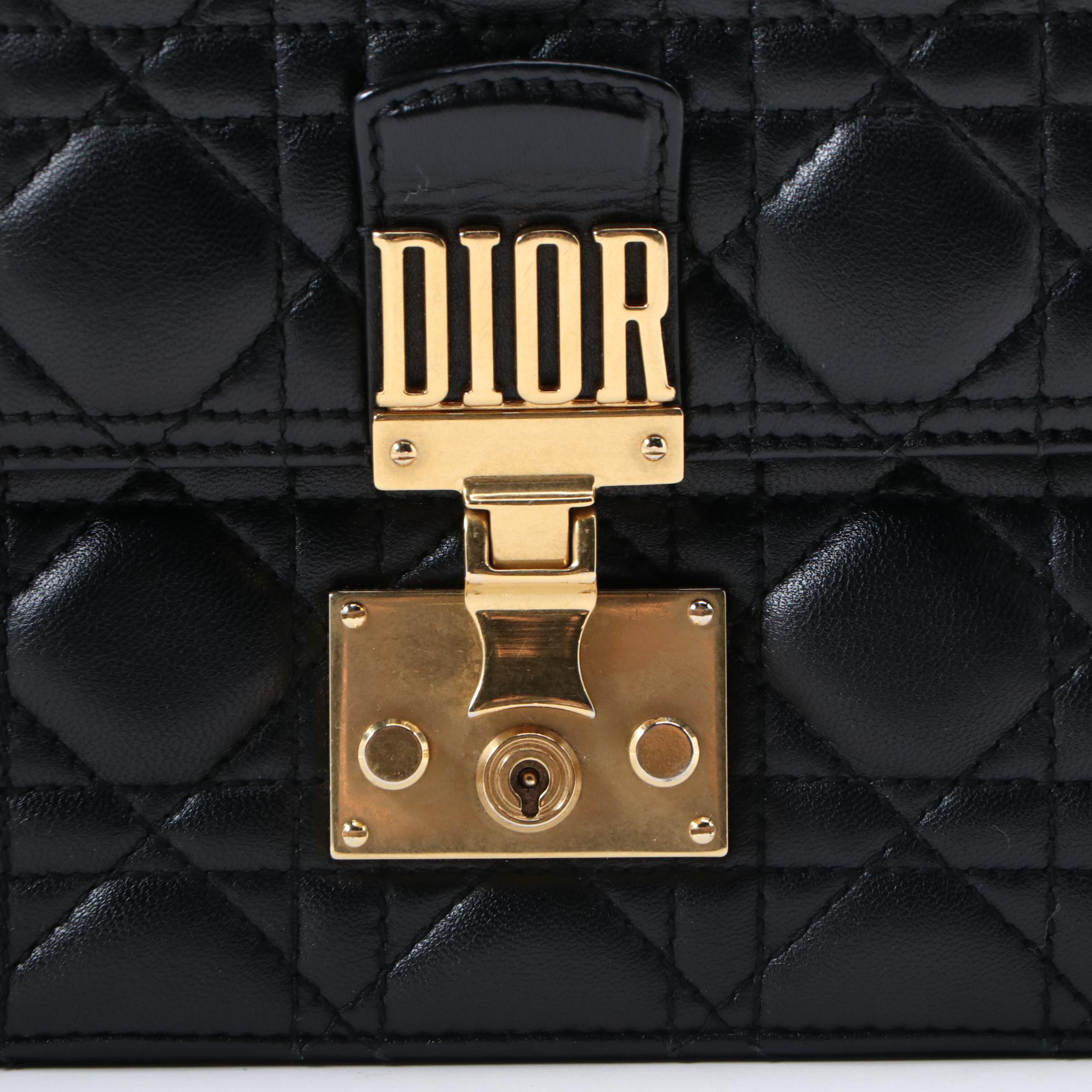Christian Dior Addict Black Cannage Quilted Leather Bag with Bohemian Strap