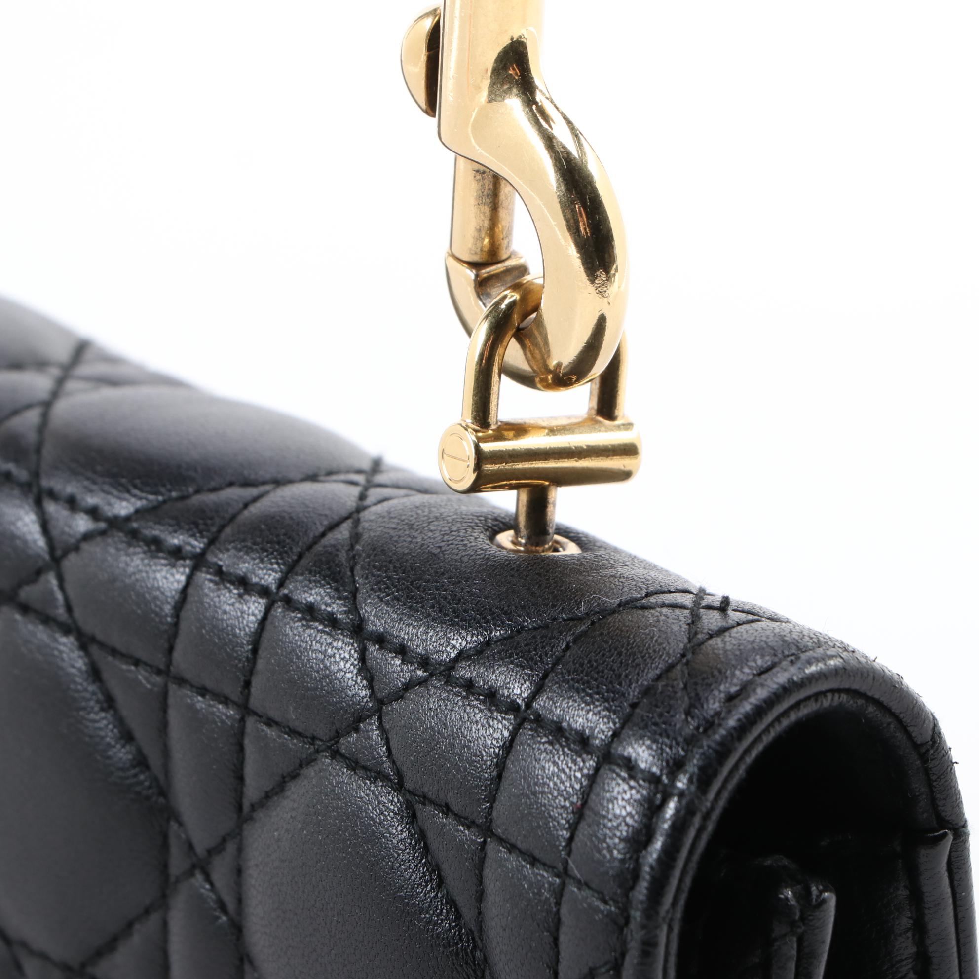 Christian Dior Addict Black Cannage Quilted Leather Bag with Bohemian Strap