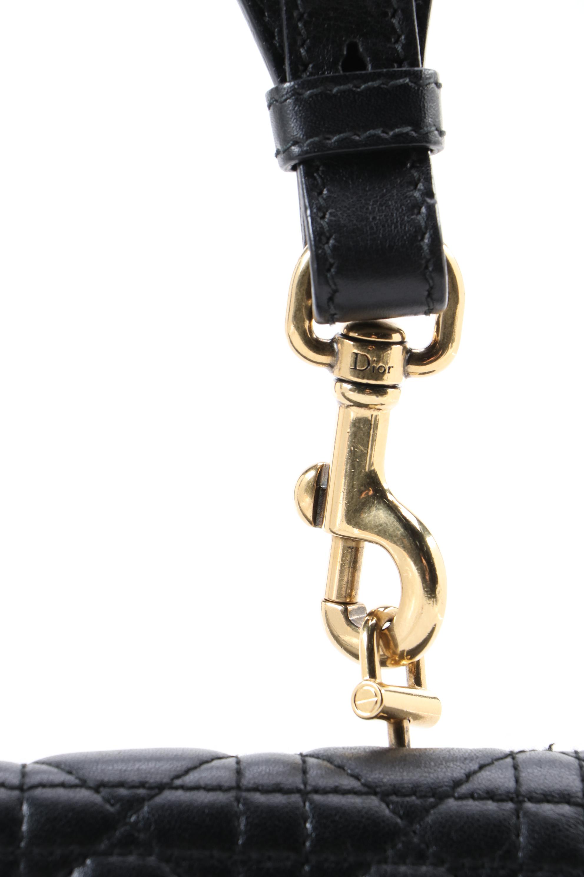 Christian Dior Addict Black Cannage Quilted Leather Bag with Bohemian Strap