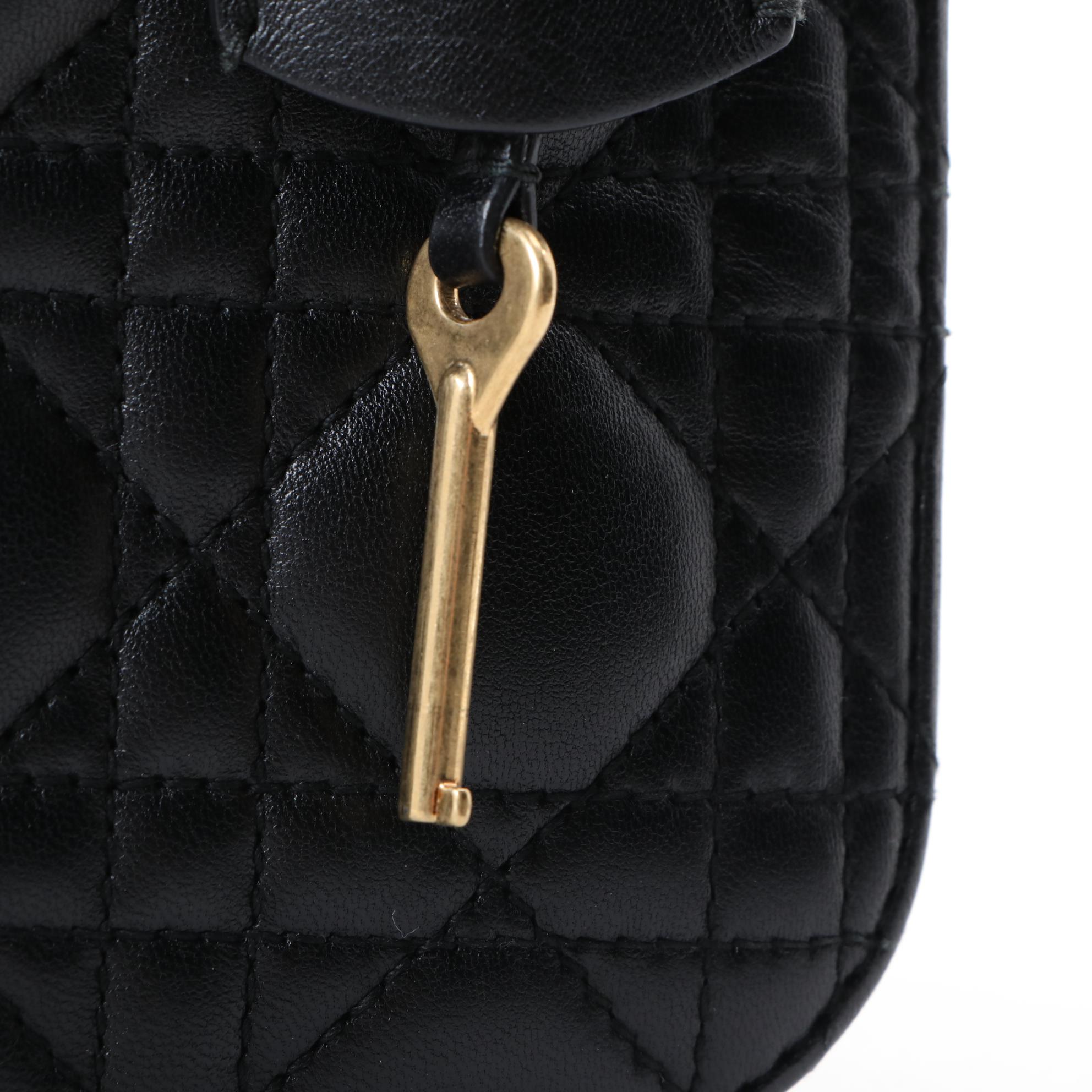 Christian Dior Addict Black Cannage Quilted Leather Bag with Bohemian Strap
