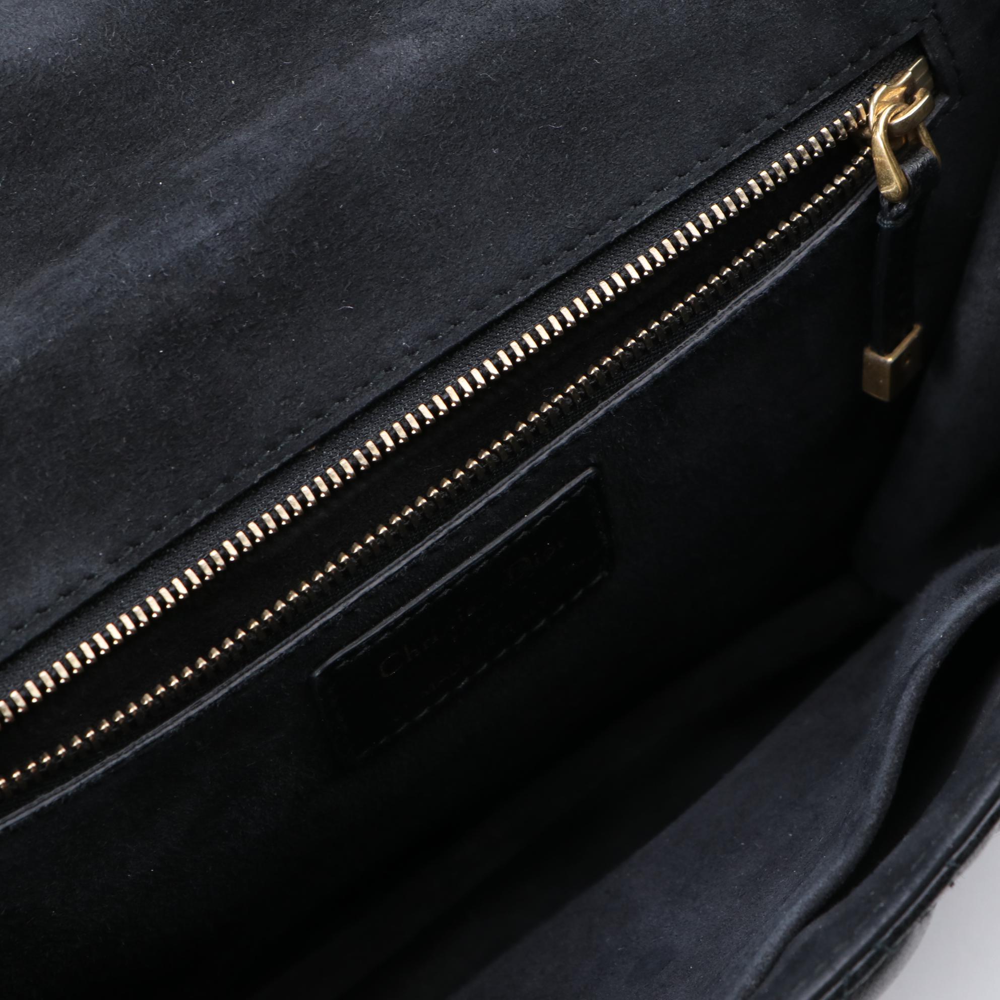 Christian Dior Addict Black Cannage Quilted Leather Bag with Bohemian Strap